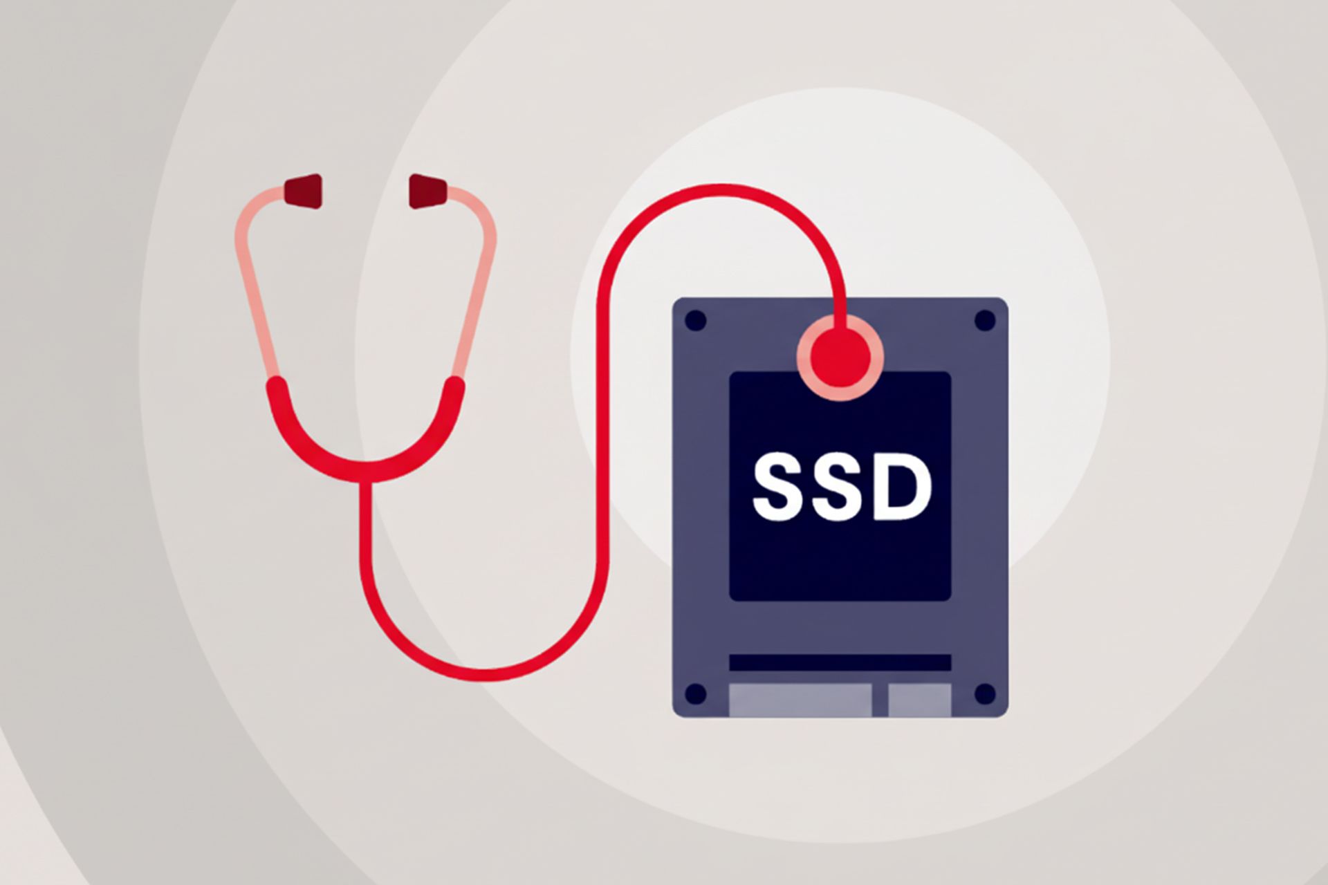 یک طراحی از یک گوشی پزشکی روی یک درایو SSD