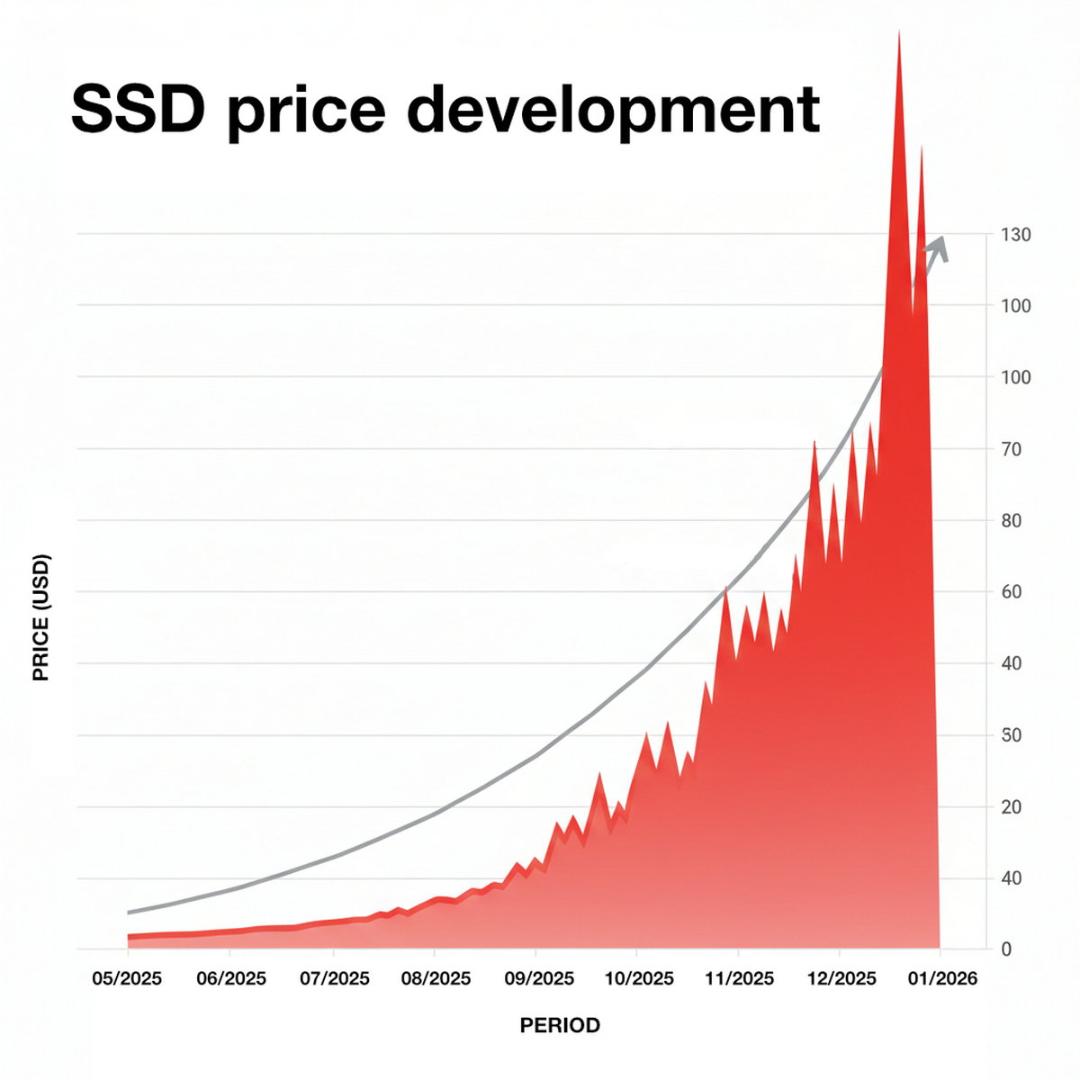 نمودار افزایش قیمت SSD
