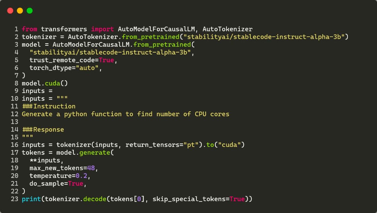 نوشتن خودکار کد در هوش مصنوعی کدنویس StableCode
