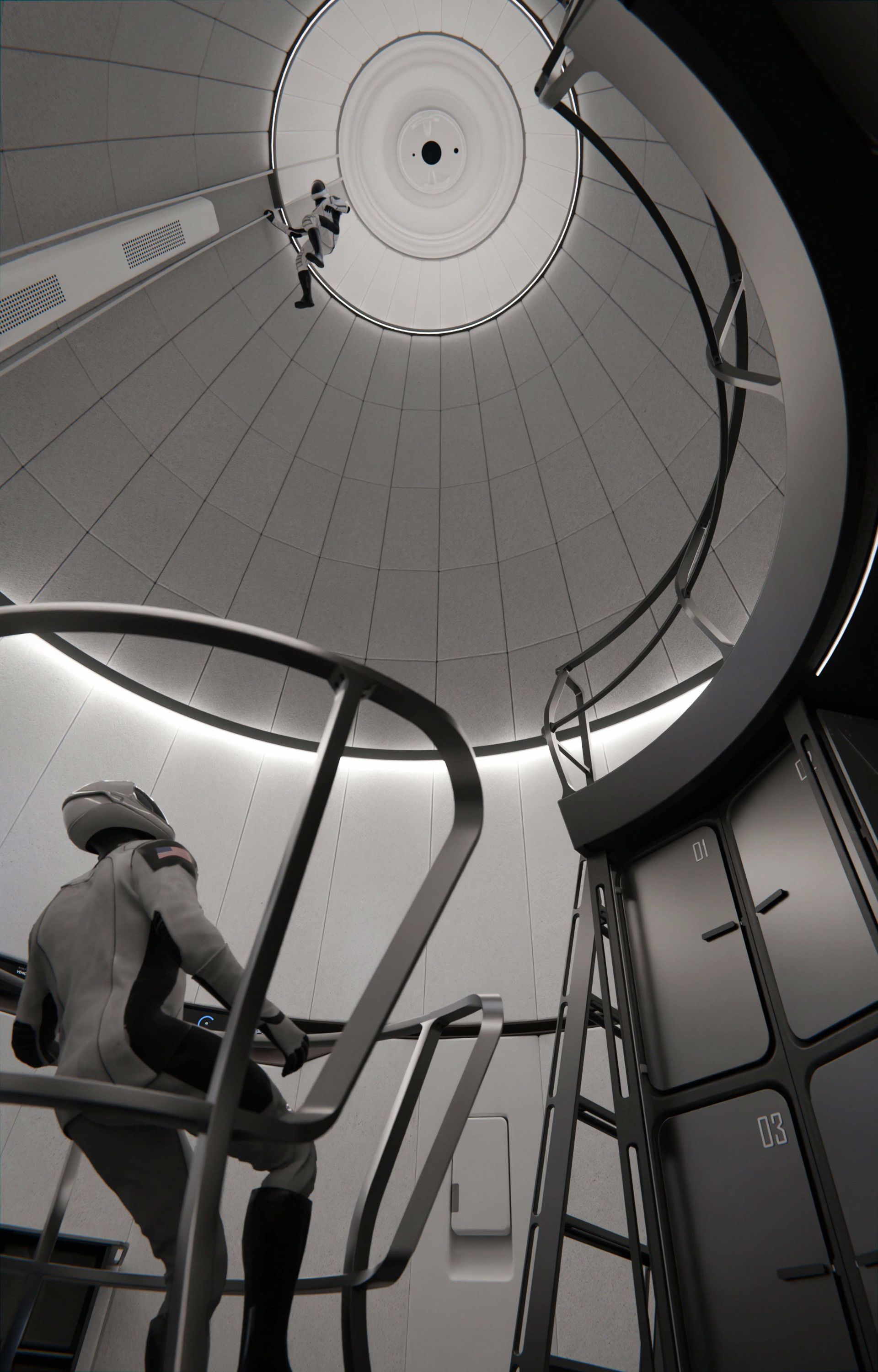 تصویرسازی از فضای درونی وسیع دماغه مخروطی استارشیپ ماه‌نشین