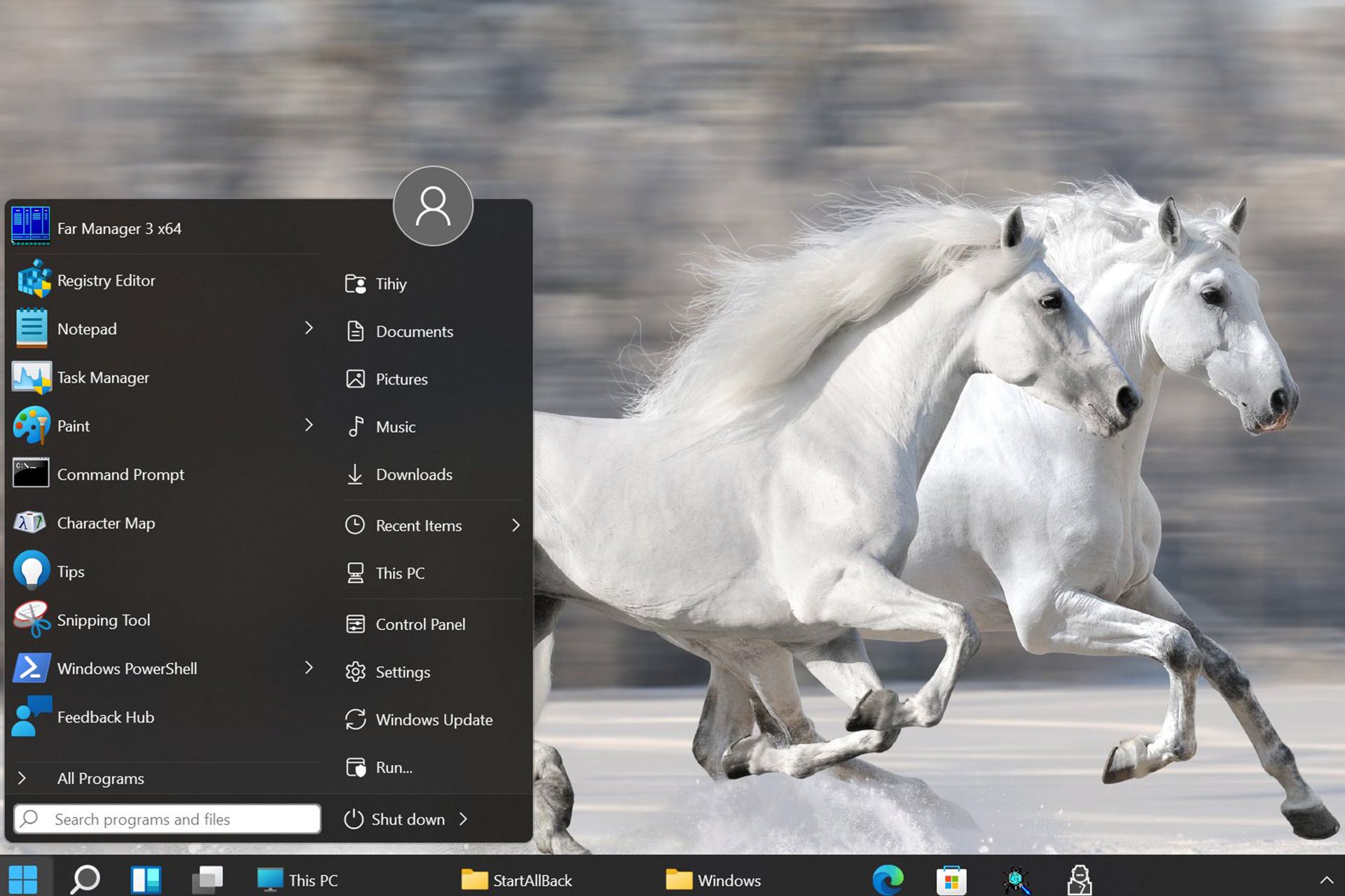 Changing the appearance of Windows 11 to 10 using StartAllBack