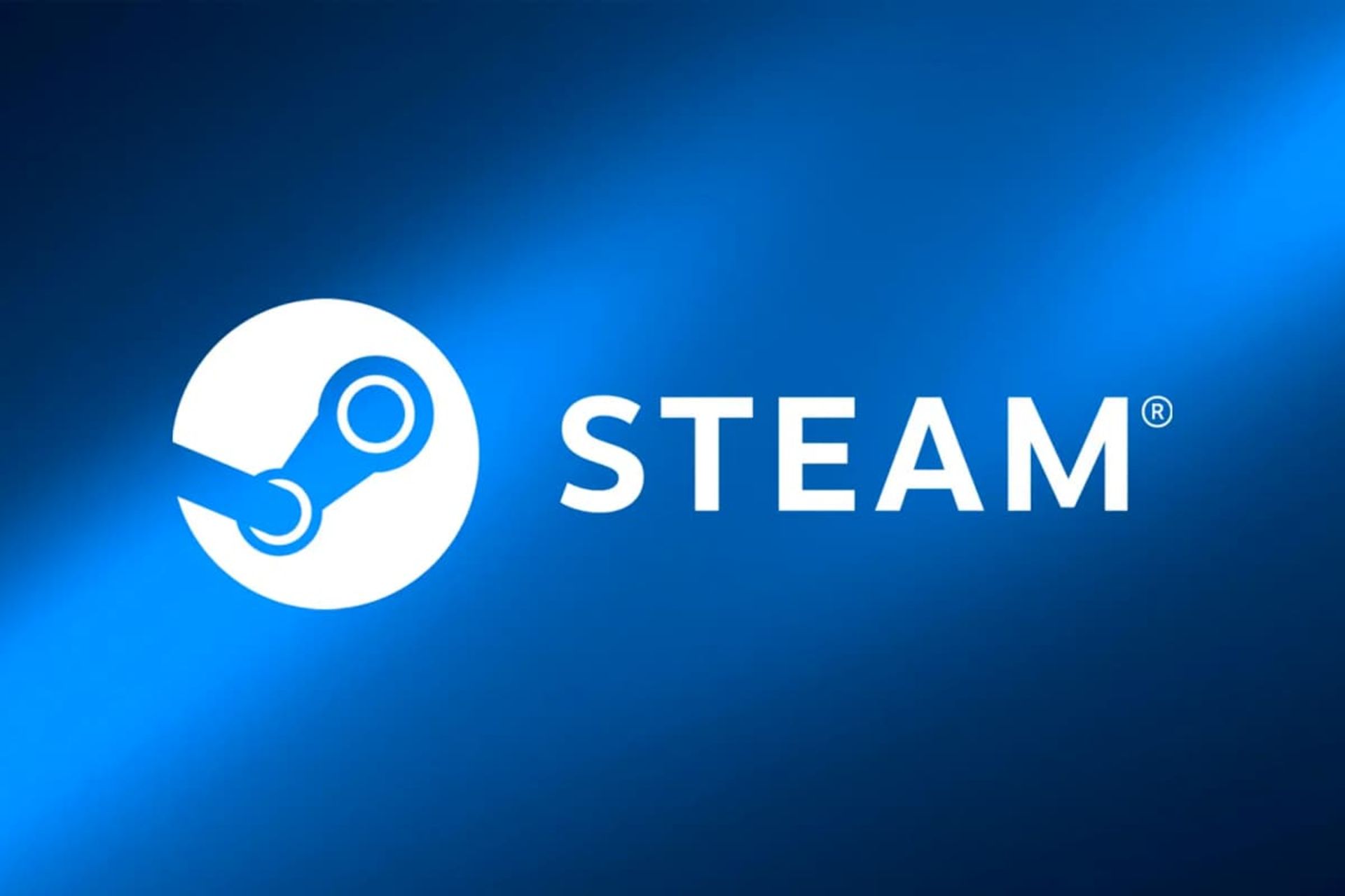 لوگو استیم / Steam در پس زمینه آبی