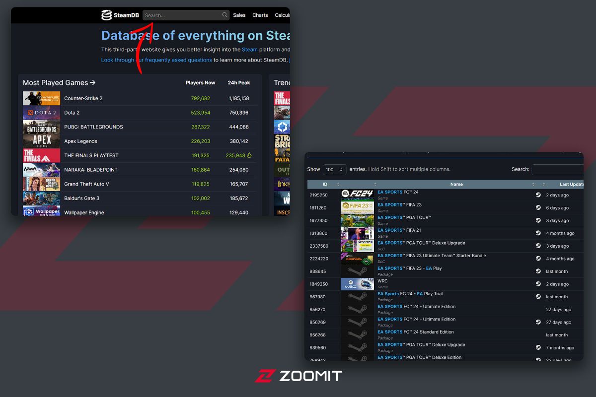 جستجوی بازی در SteamDP