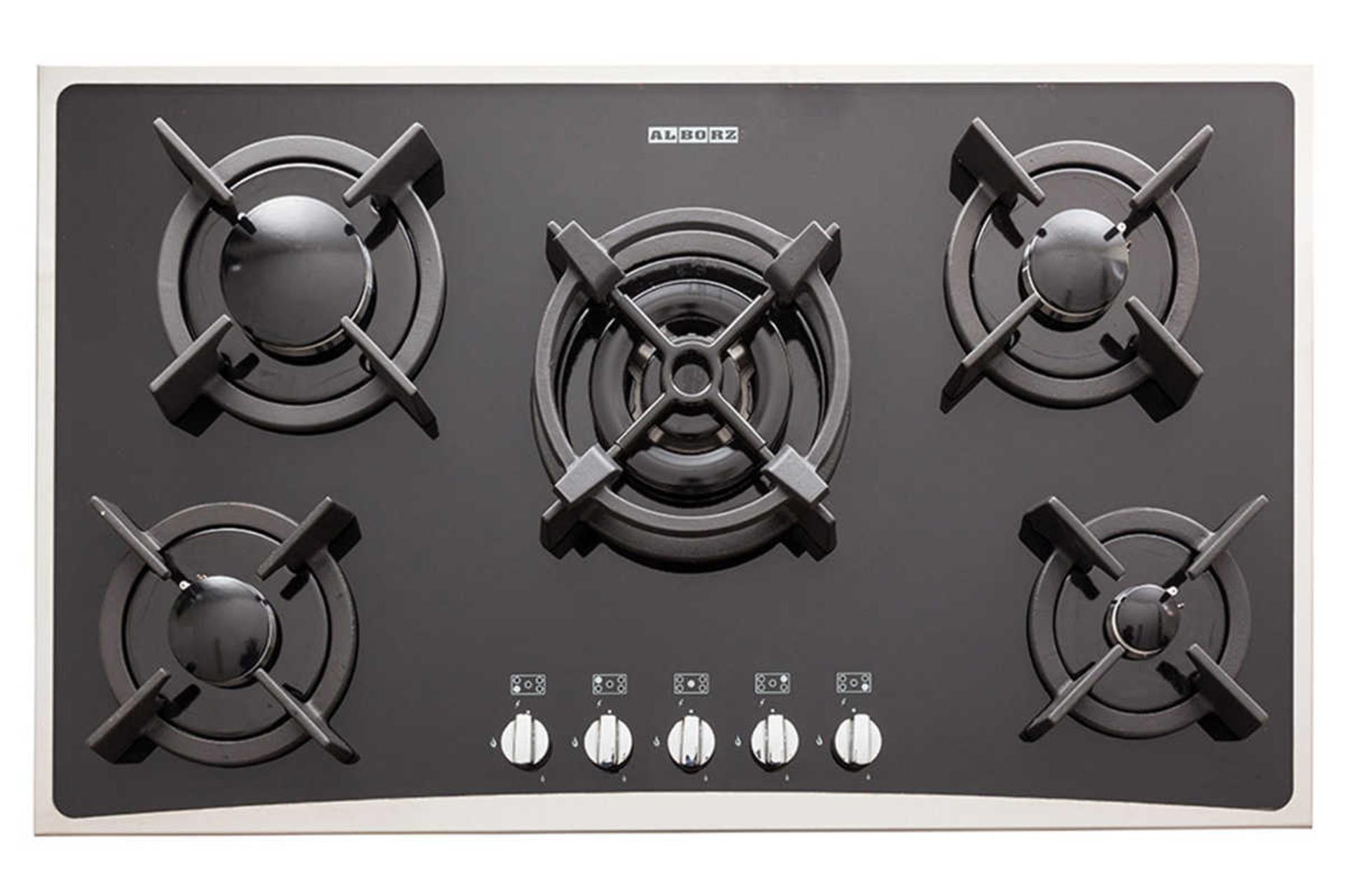 نمای بالای اجاق گاز صفحه ای 5 شعله استیل البرز G-5904 S