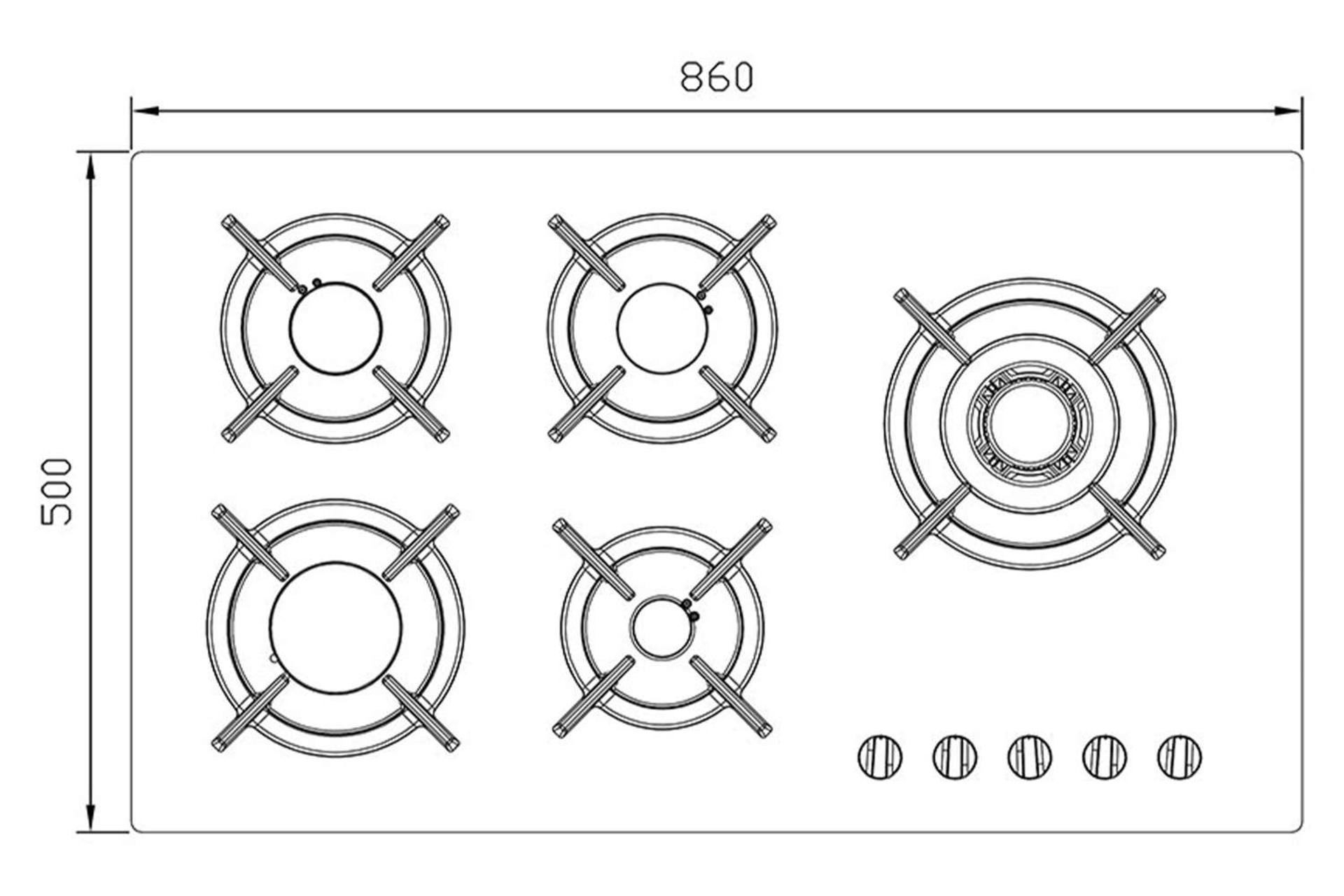 ابعاد اجاق گاز صفحه ای استیل البرز G-5907 R
