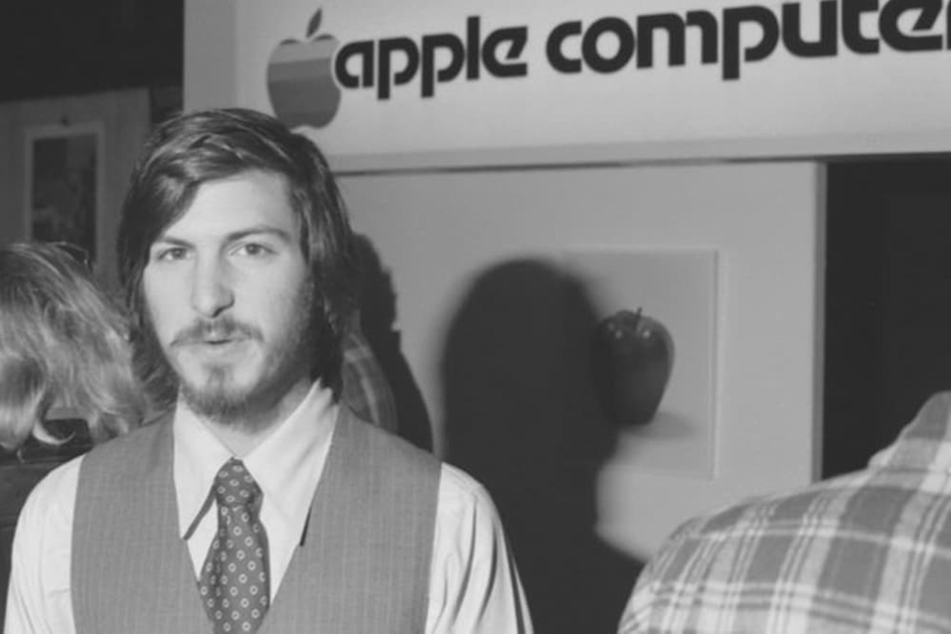 Steve Jobs at the unveiling ceremony of the first Apple computer