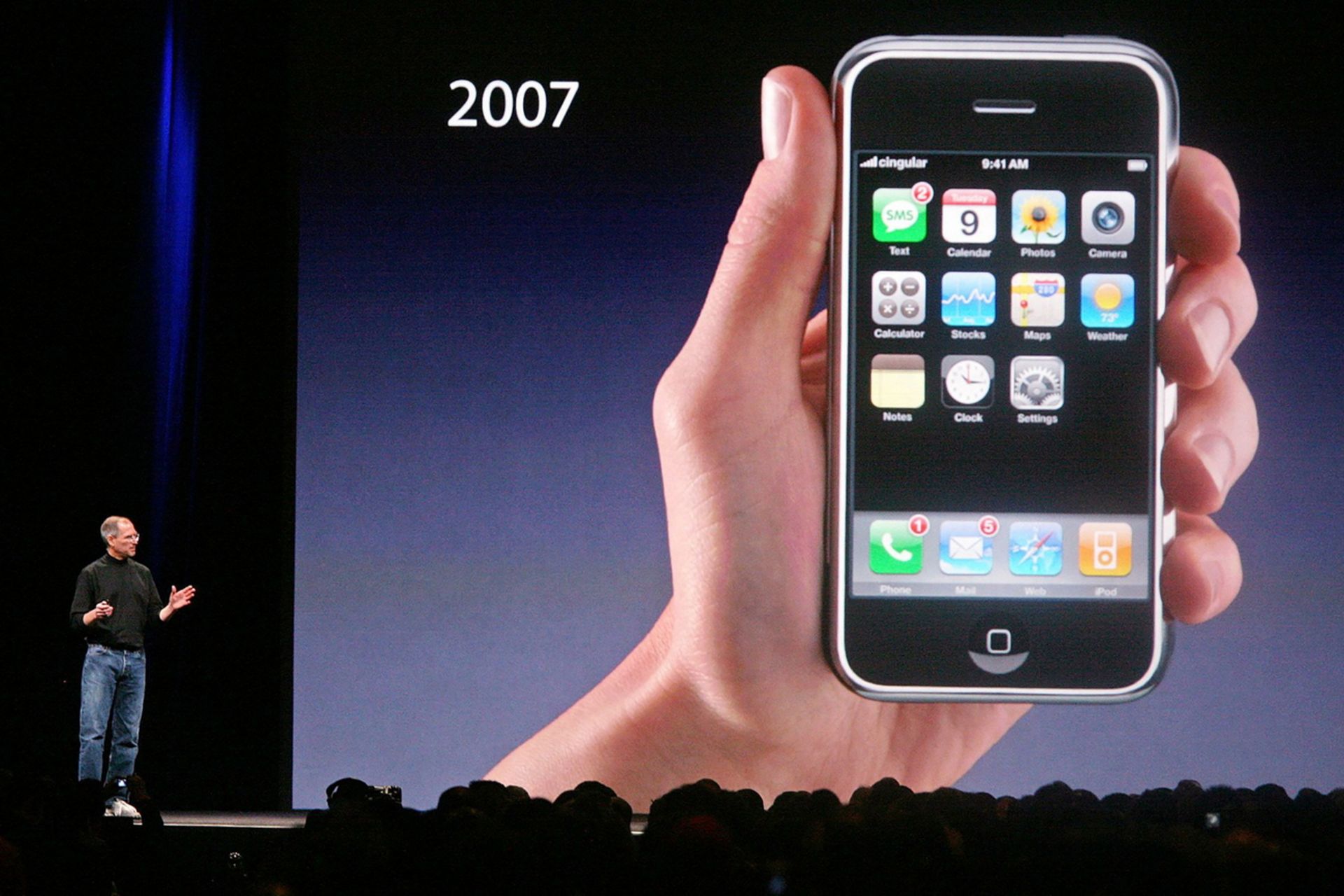 Introducing the first iPhone in 2007 by Steve Jobs