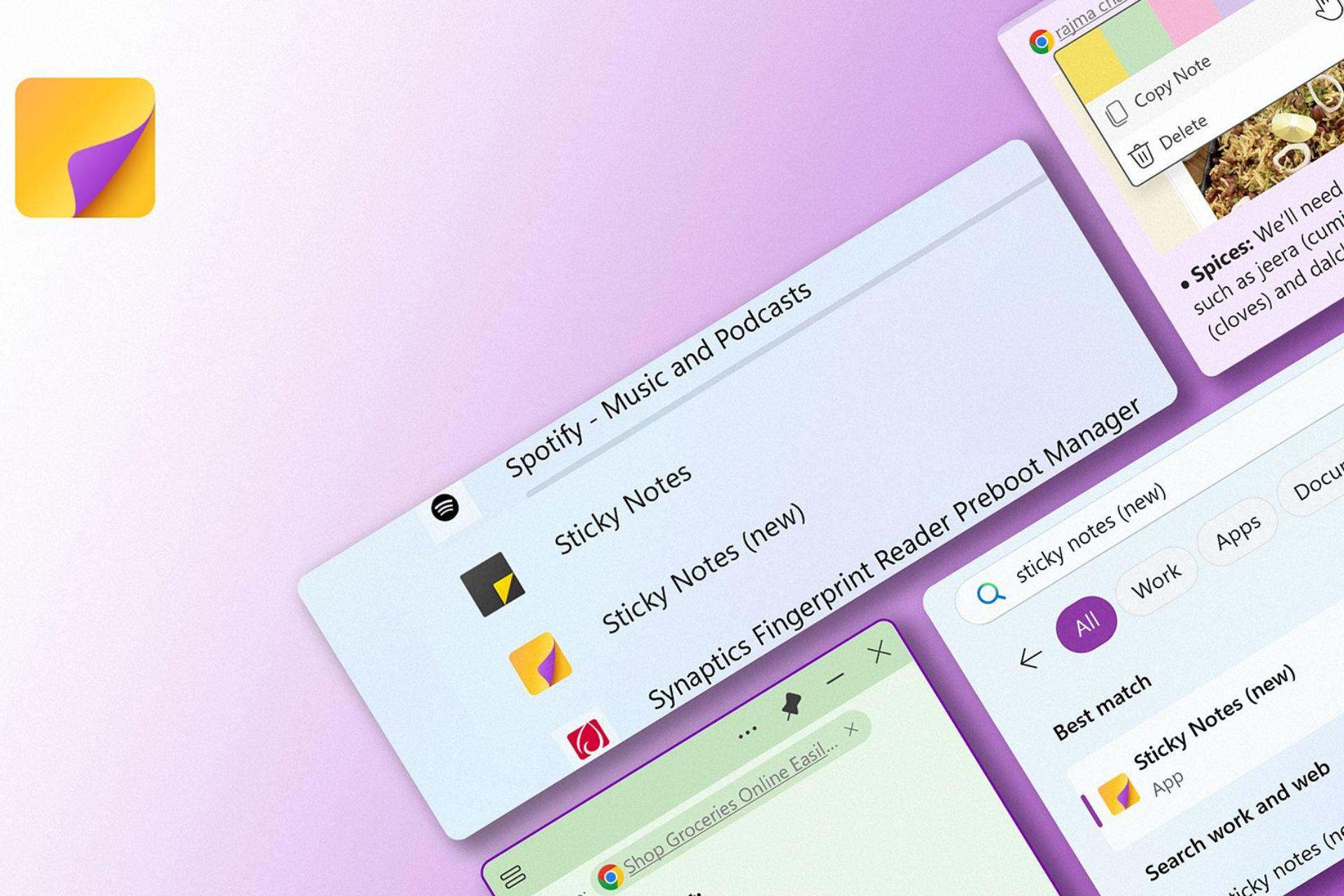 نسخه آپدیت شده Sticky Notes ویندوز