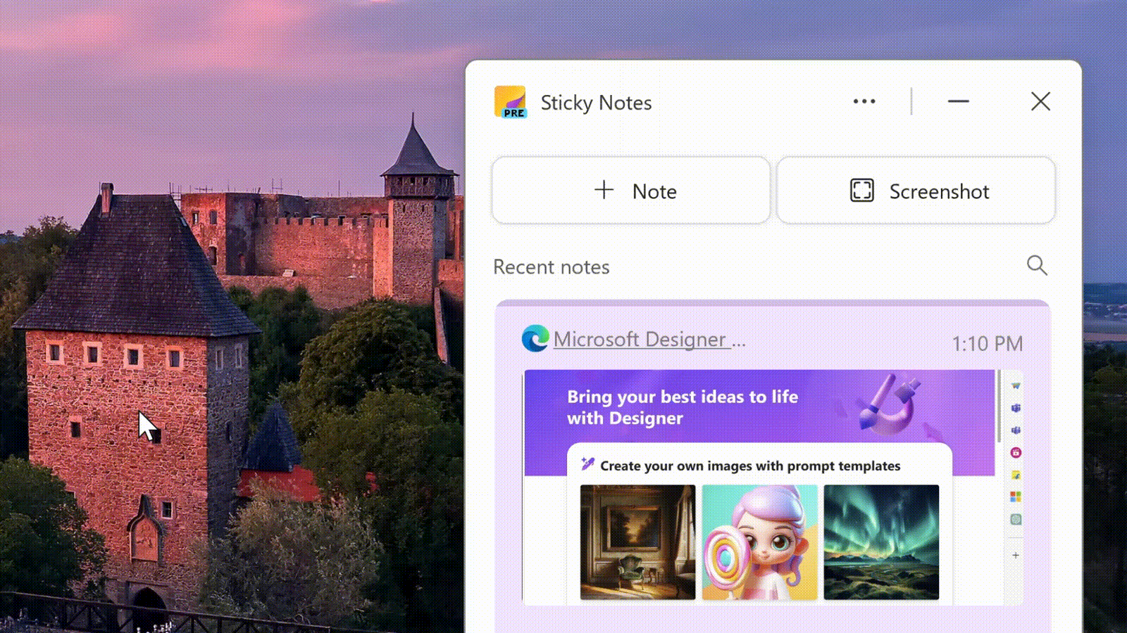 اسکرین‌شات با Sticky Notes