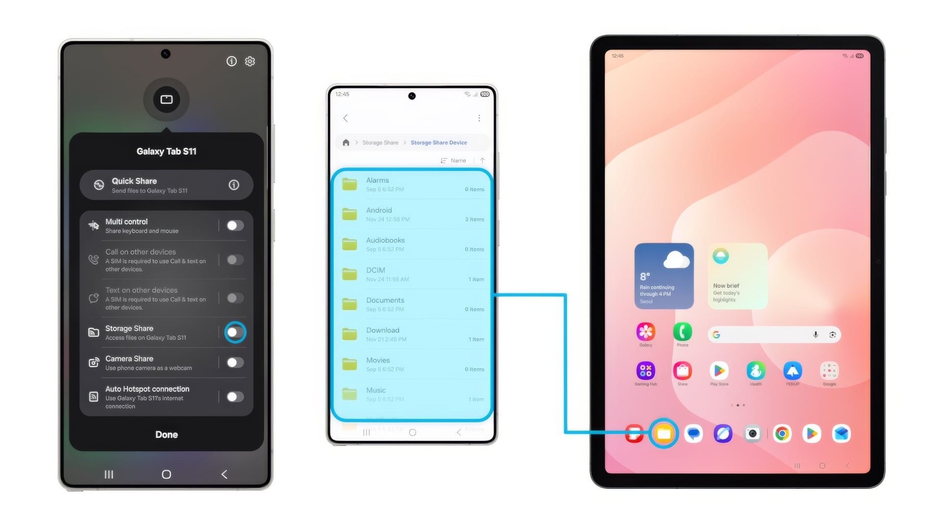 اشتراک فایل بین دستگاه‌ها در One UI 8.5 سامسونگ