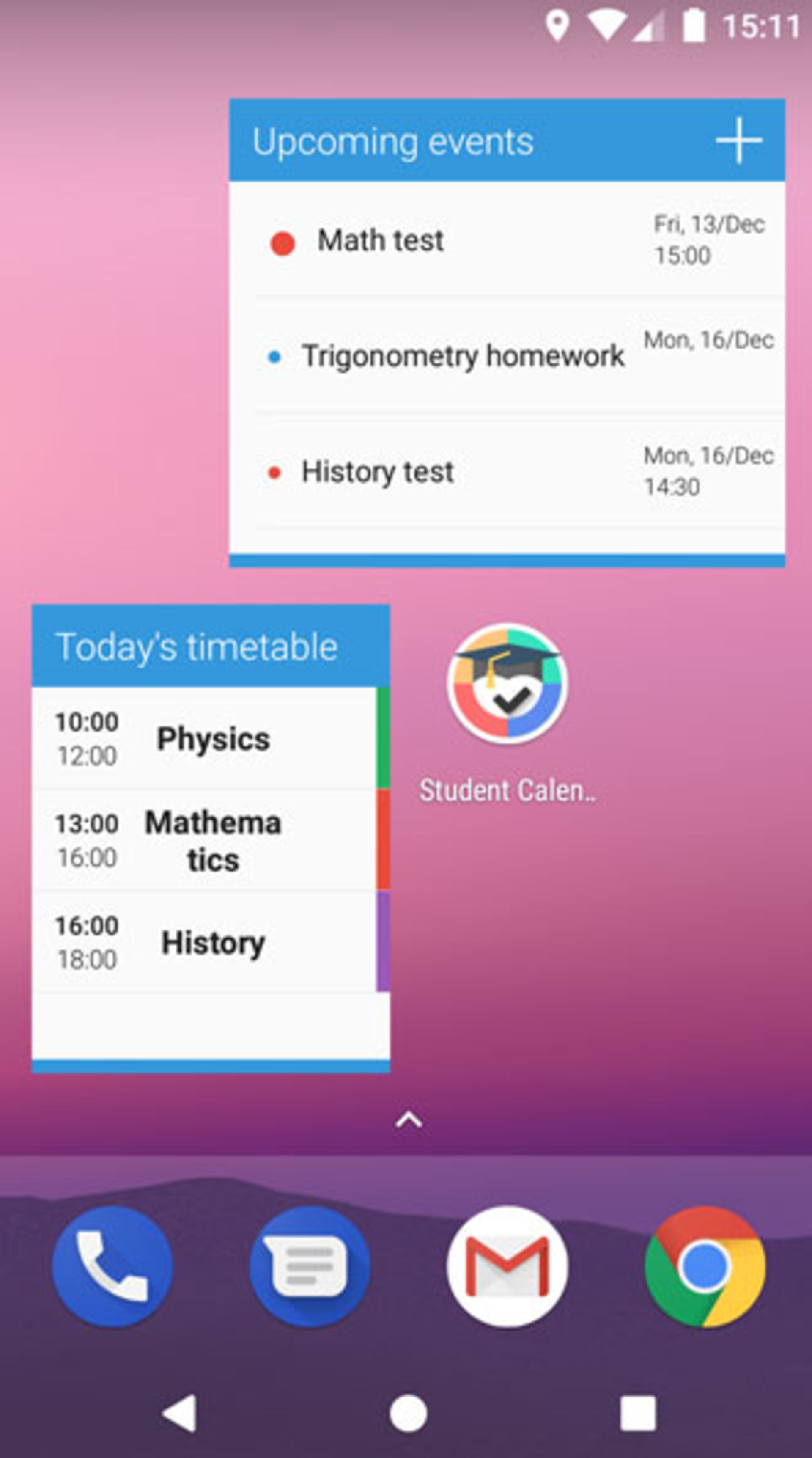 محیط Student Calendar