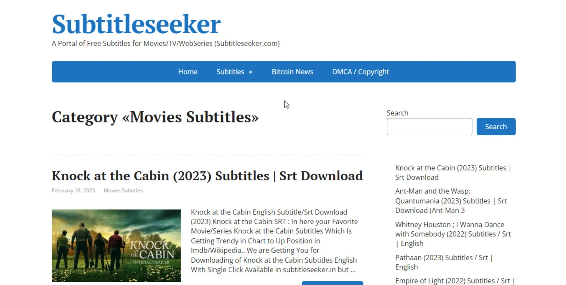 وب‌سایت دانلود زیرنویس subtitleseeker