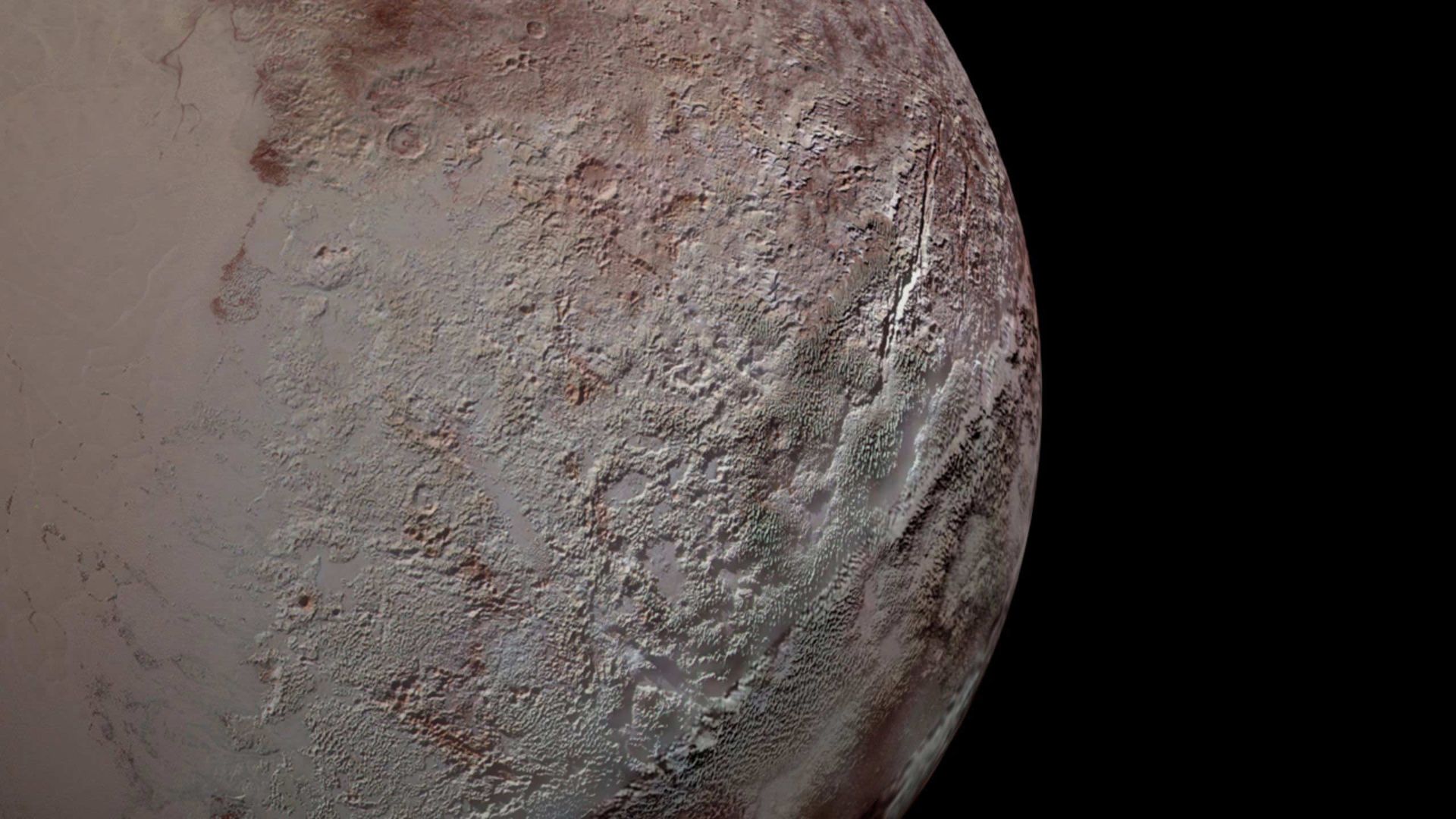 The surface of Pluto as seen by the New Horizons spacecraft