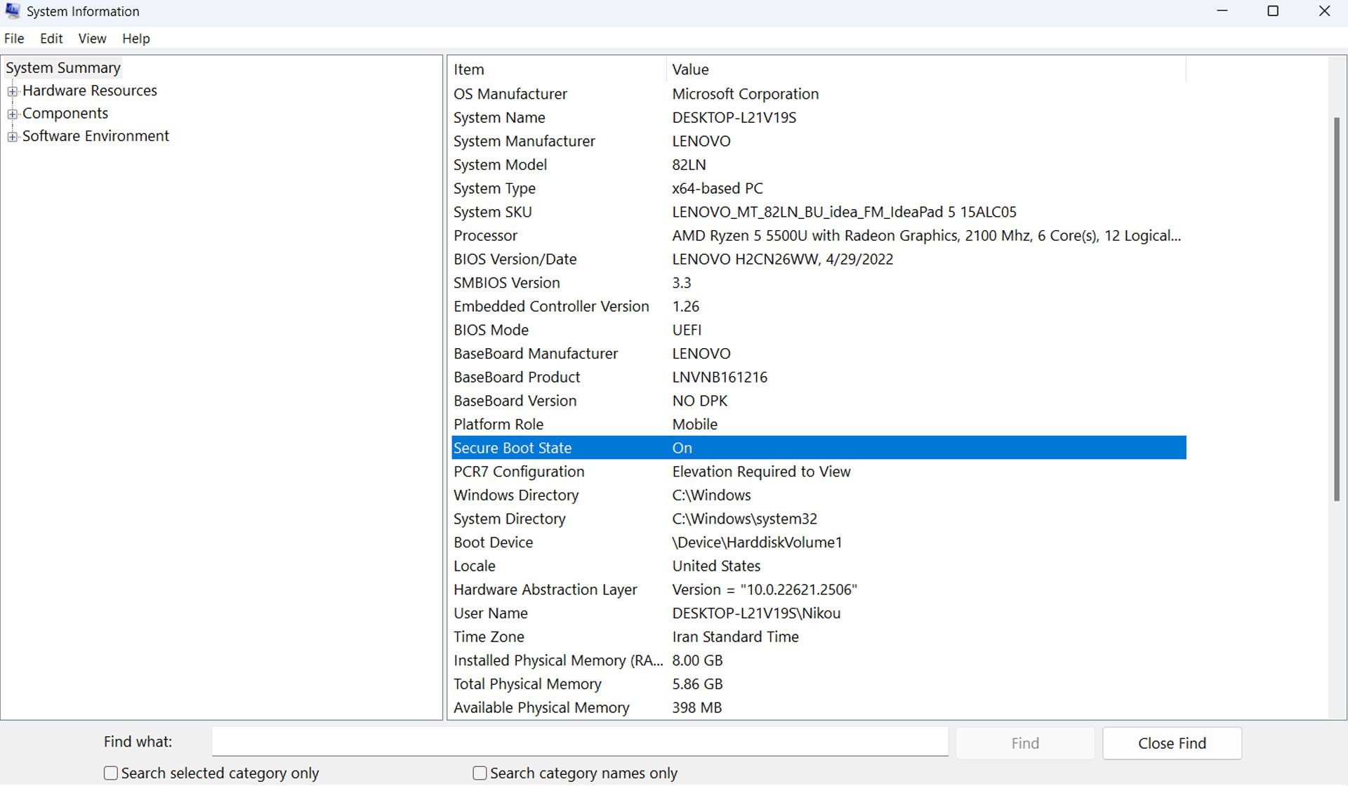 Windows 11 system information