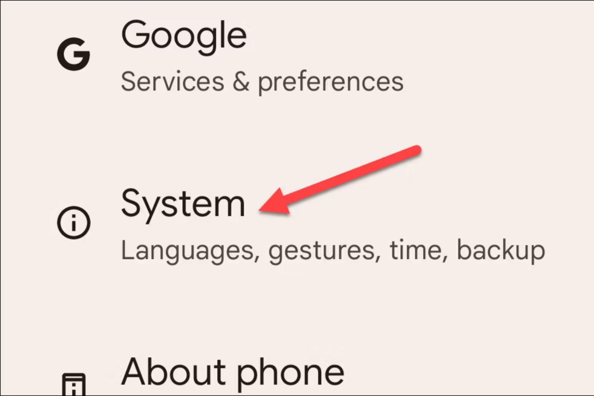 system setting on android