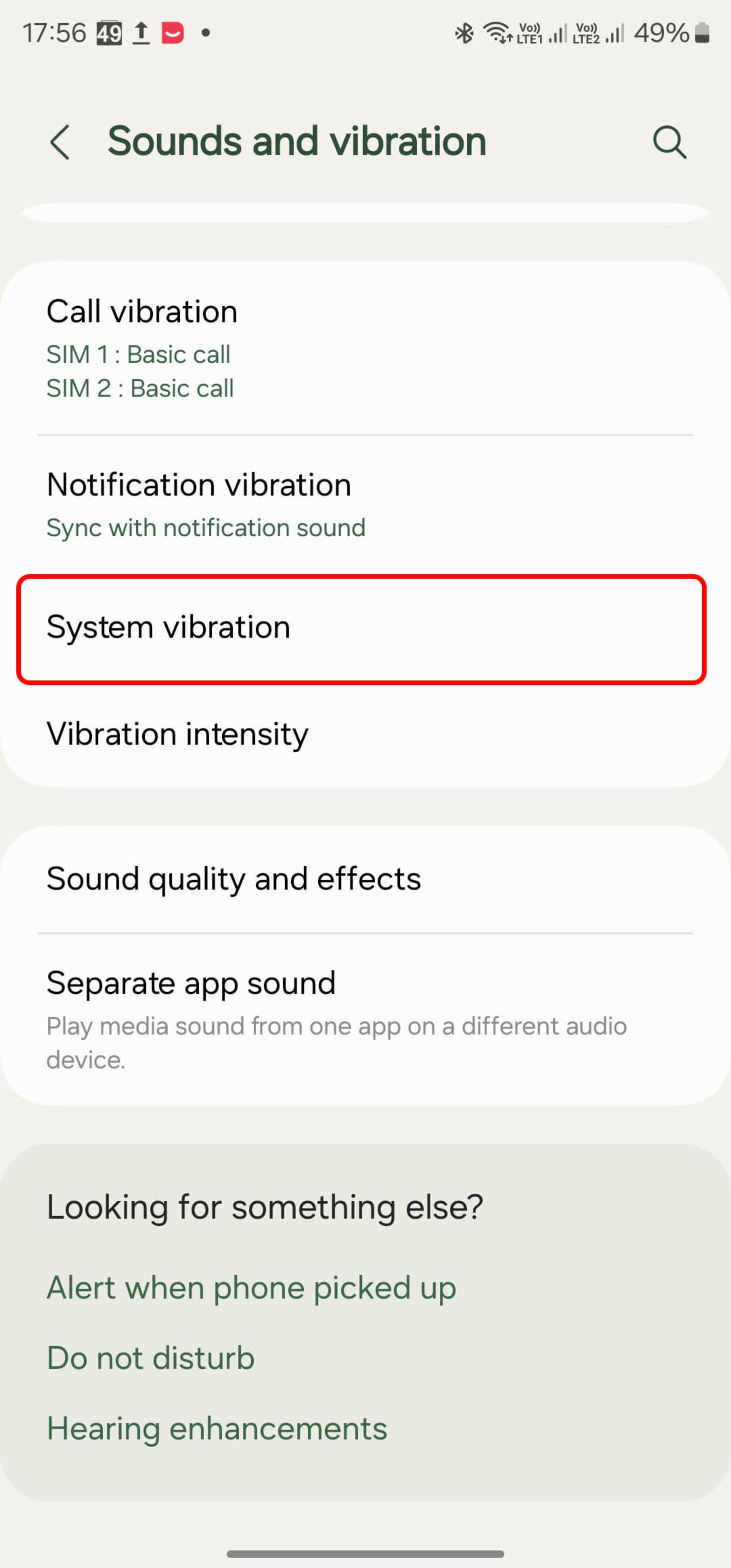 انتخاب system vibration