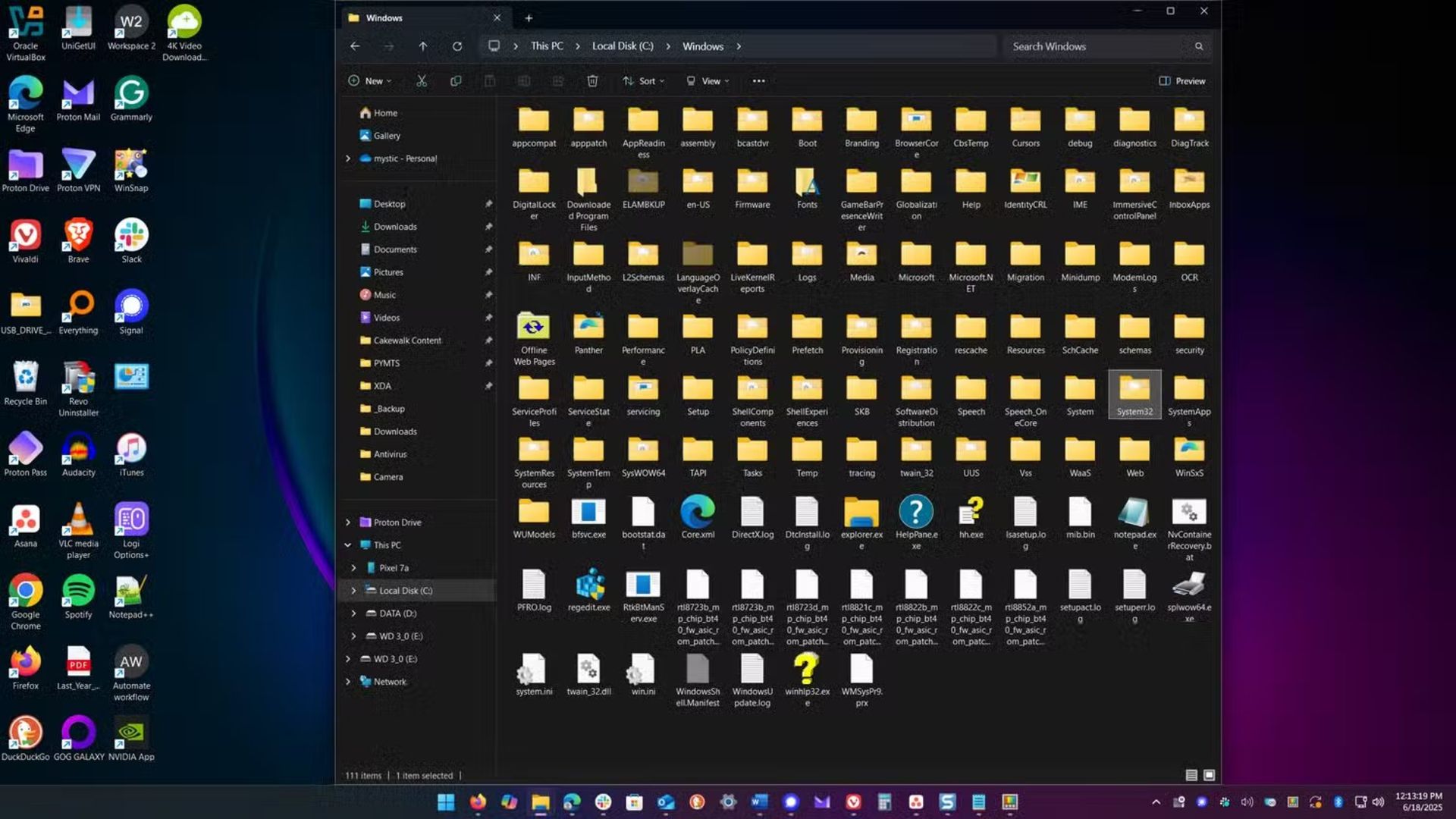 حذف پوشه System32