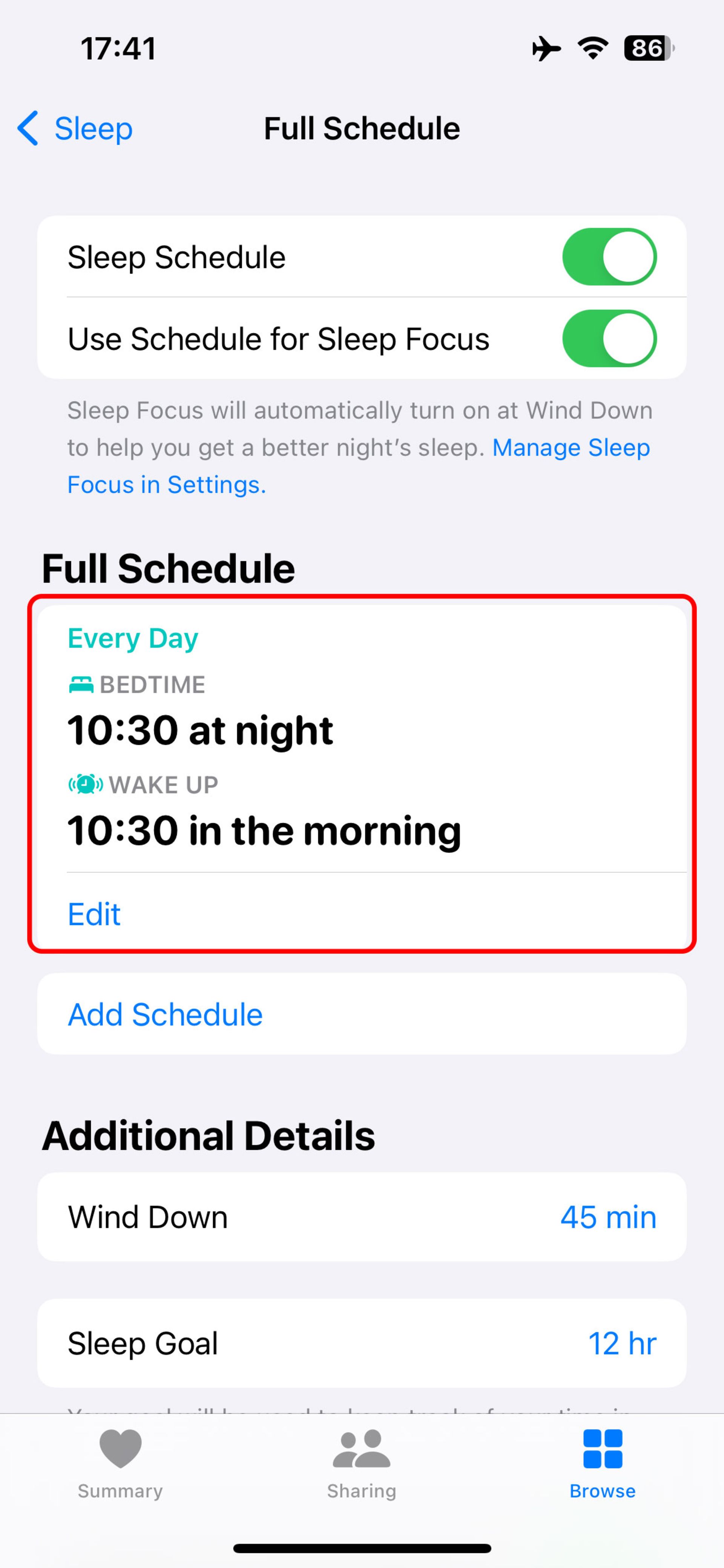 انتخاب قسمت Full Schedule & Options