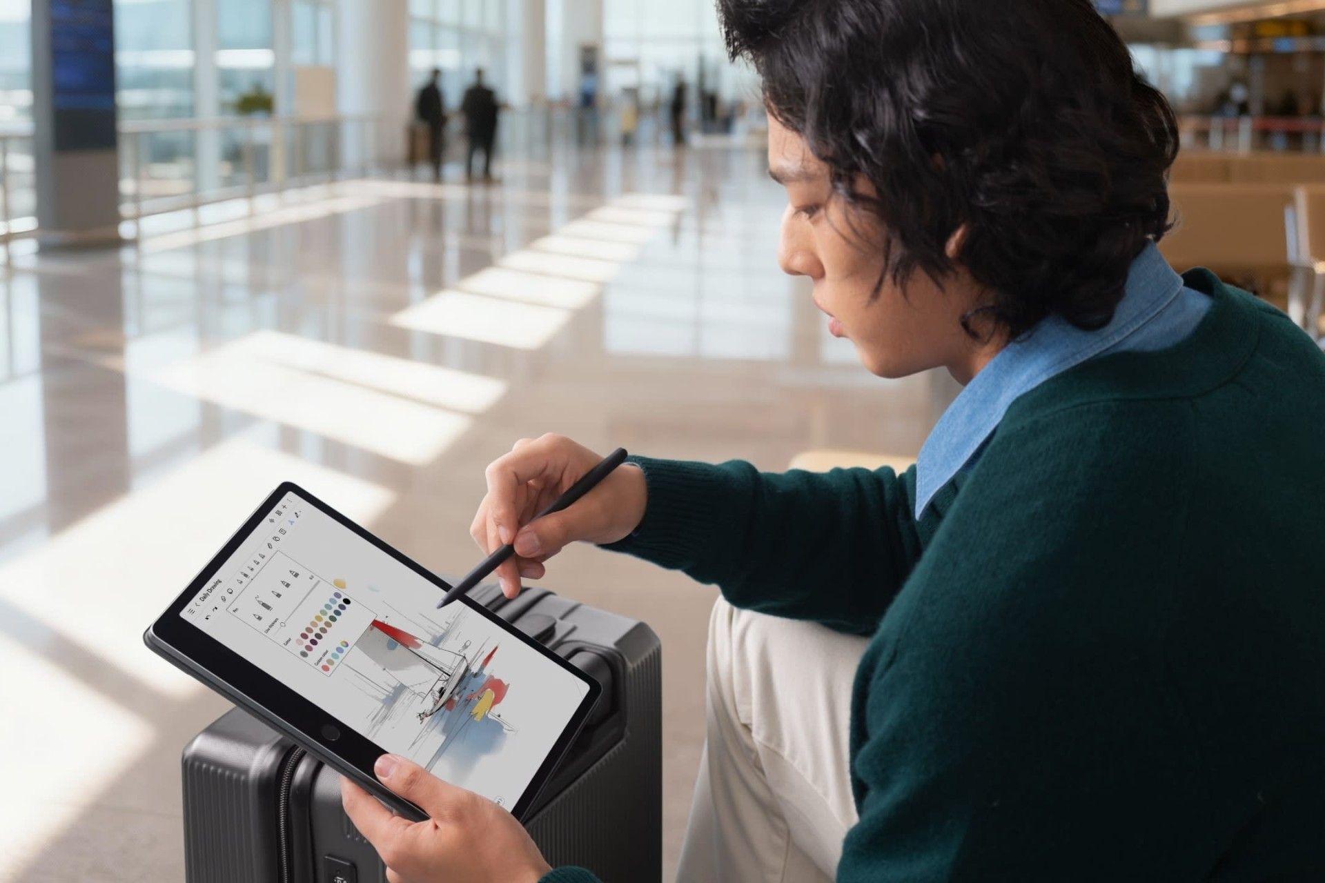 یک مرد جوان در حال کار با تبلت تی‌سی‌ال A1 NXTPAPER