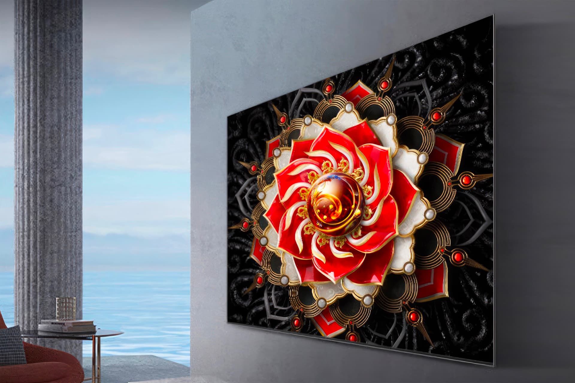 تلویزیون تی سی ال TCL Q10H روی دیوار داخل اتاق