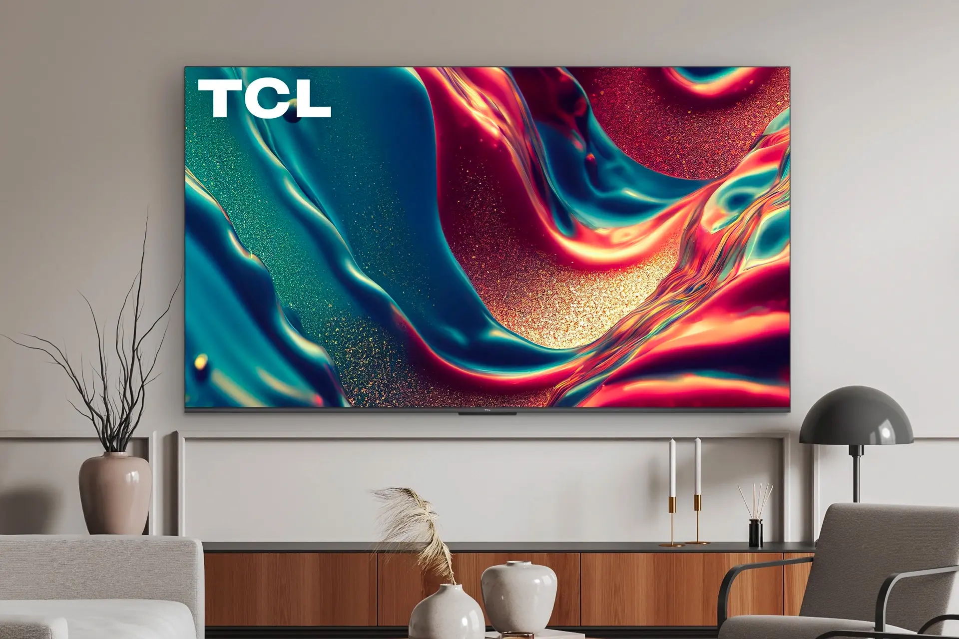 تلویزیون هوشمند TCL Q6 4K روی دیوار