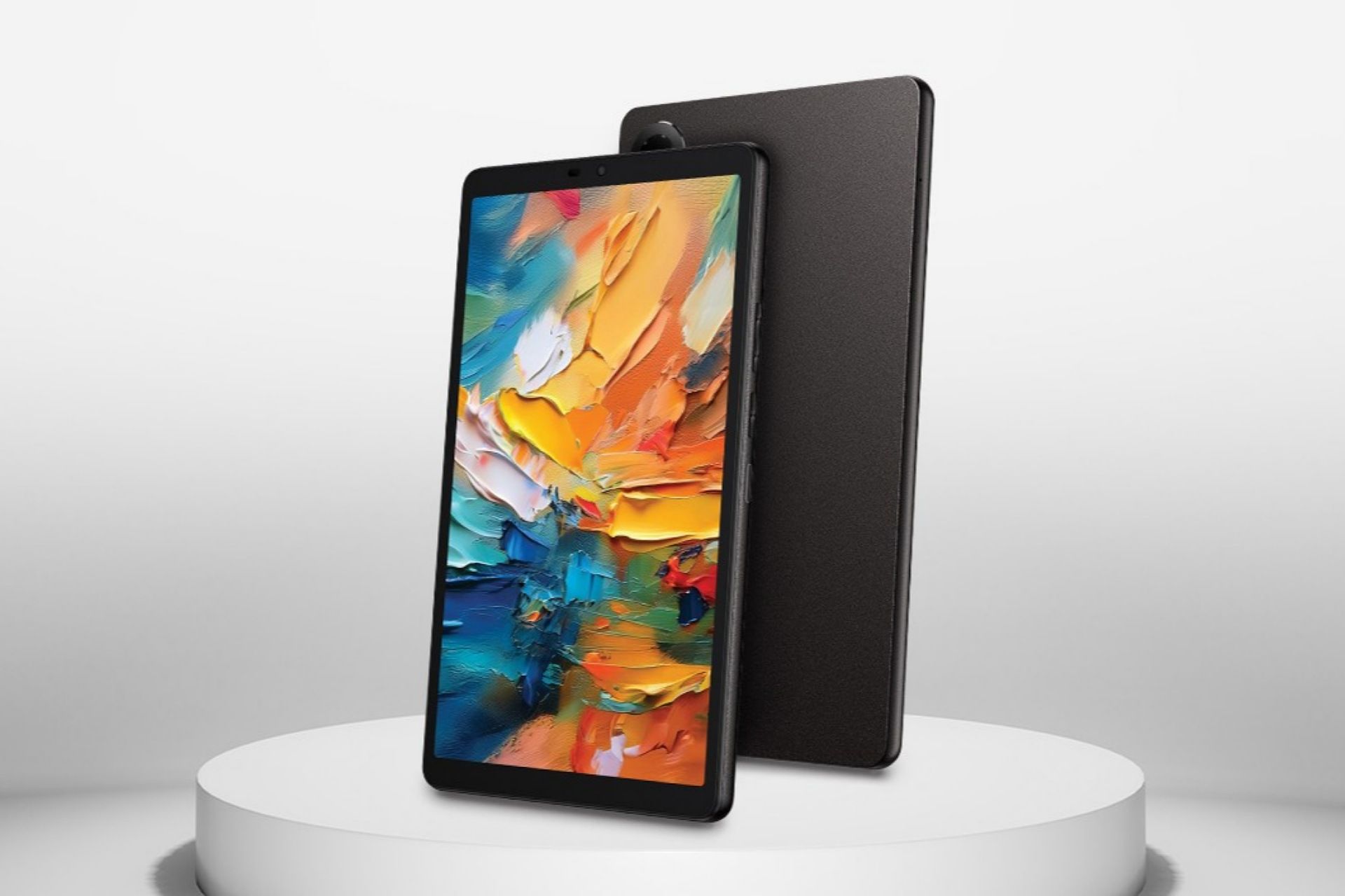 تبلت Tab 8 Nxtpaper 5G به‌صورت ایستاده در رنگ سیاه