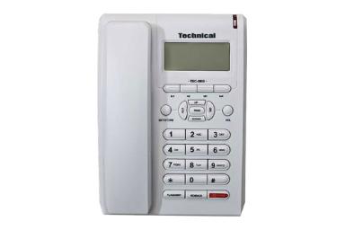 نمای بالای تلفن تکنیکال TEC-5855 با نمایش صفحه کلید و نمایشگر رنگ سفید