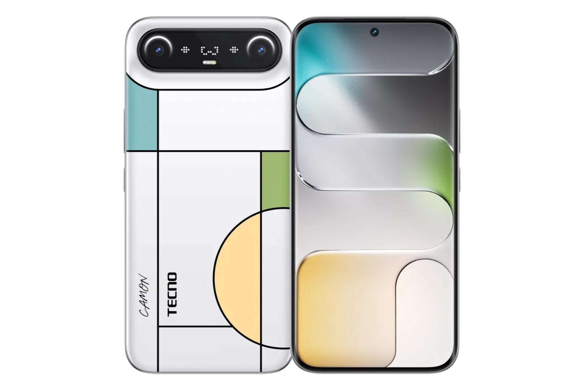 گوشی موبایل Camon اسلیم تکنو سفید طرح موندریان / Tecno Camon Slim
