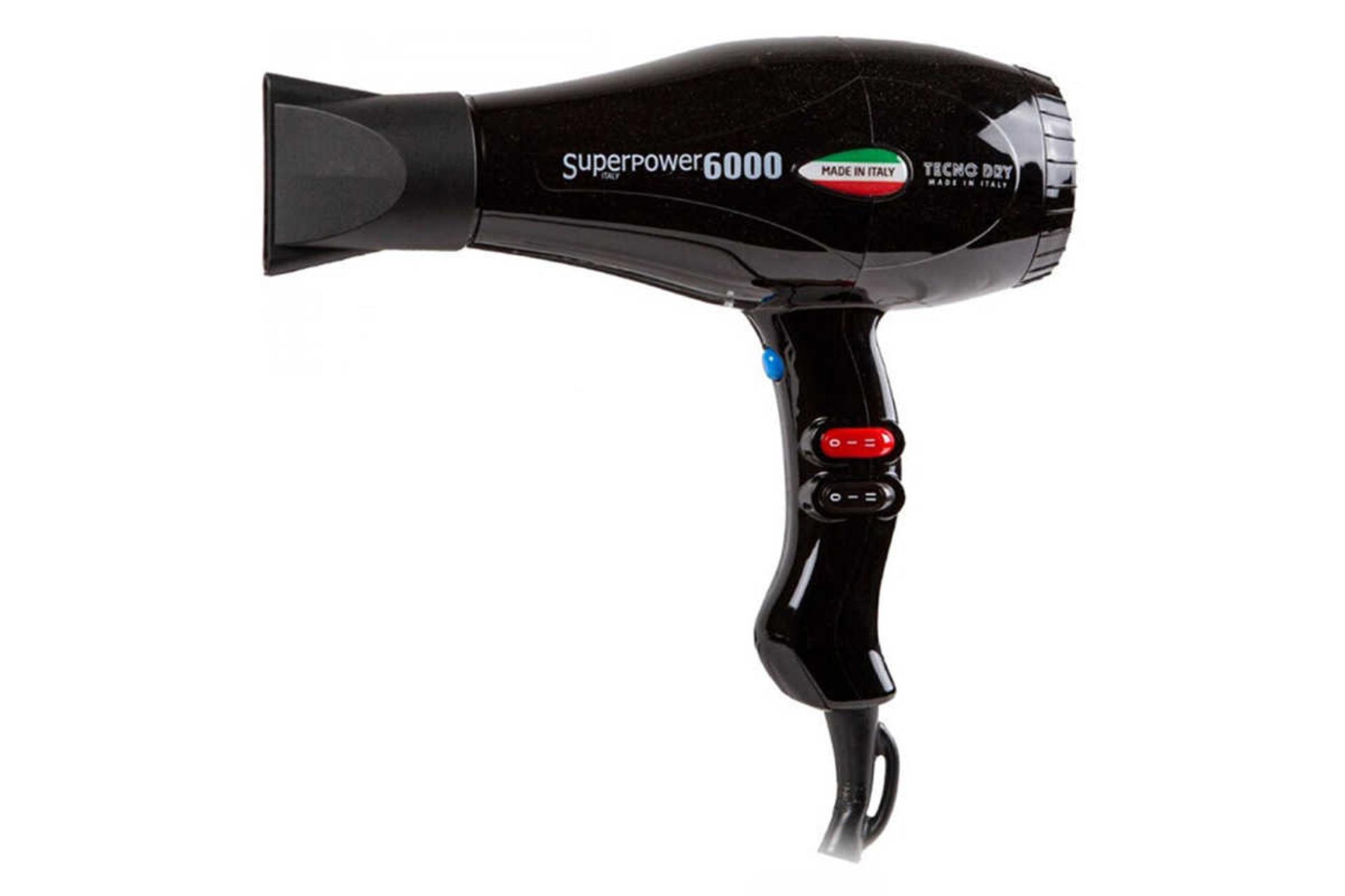 نمای سمت راست سشوار تکنو درای Superpower 6000 به همراه سری متمرکزکننده