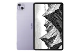 نمای کلی تبلت تکنو مگاپد پرو / Tecno MEGAPAD Pro با نمایشگر روشن و نمایش لوگو و دوربین پنل پشت