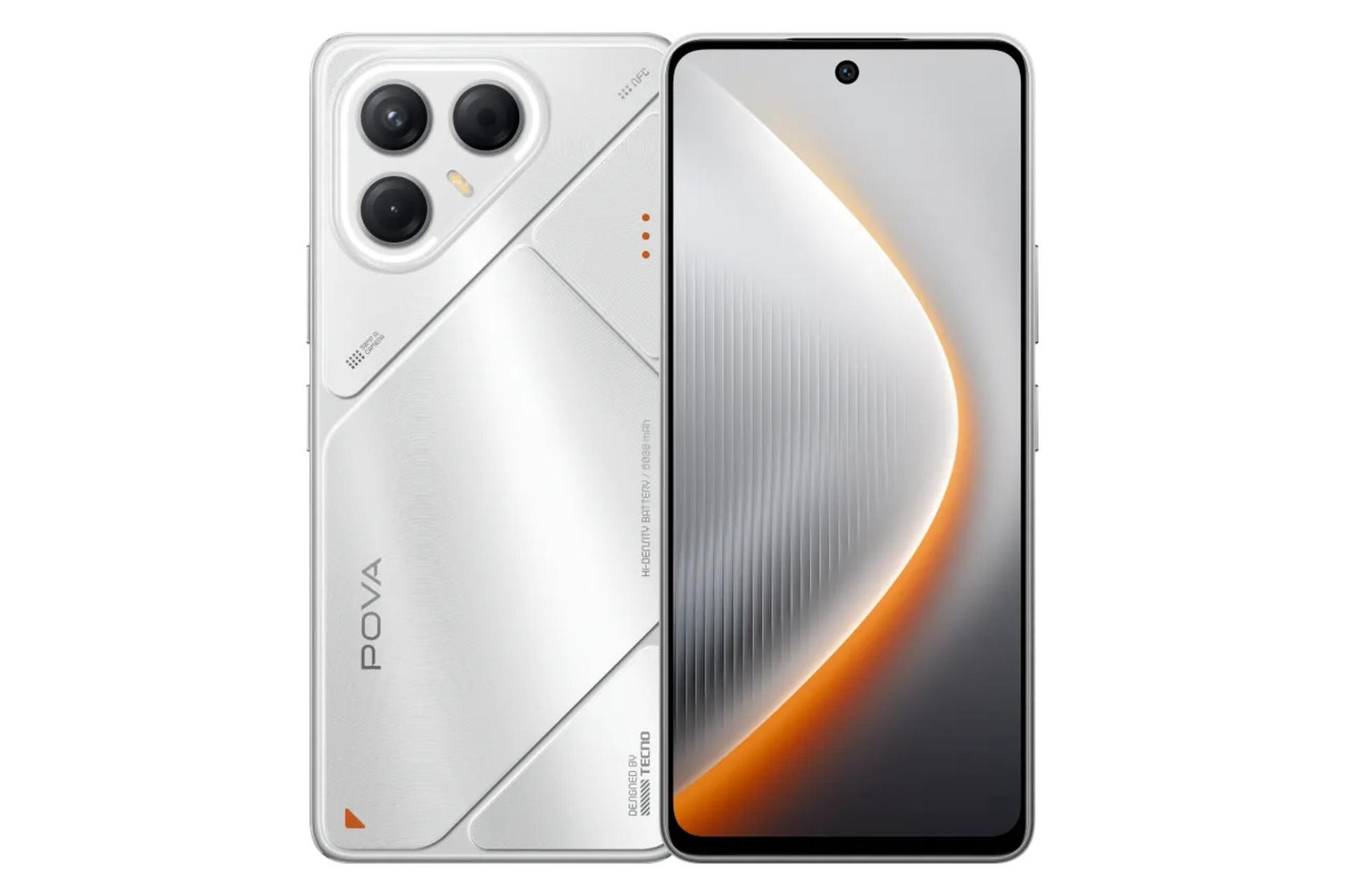 مرجع متخصصين ايران پنل جلو و پشت موبايل موبايل تكنو Tecno Pova 7 5G نقره اي