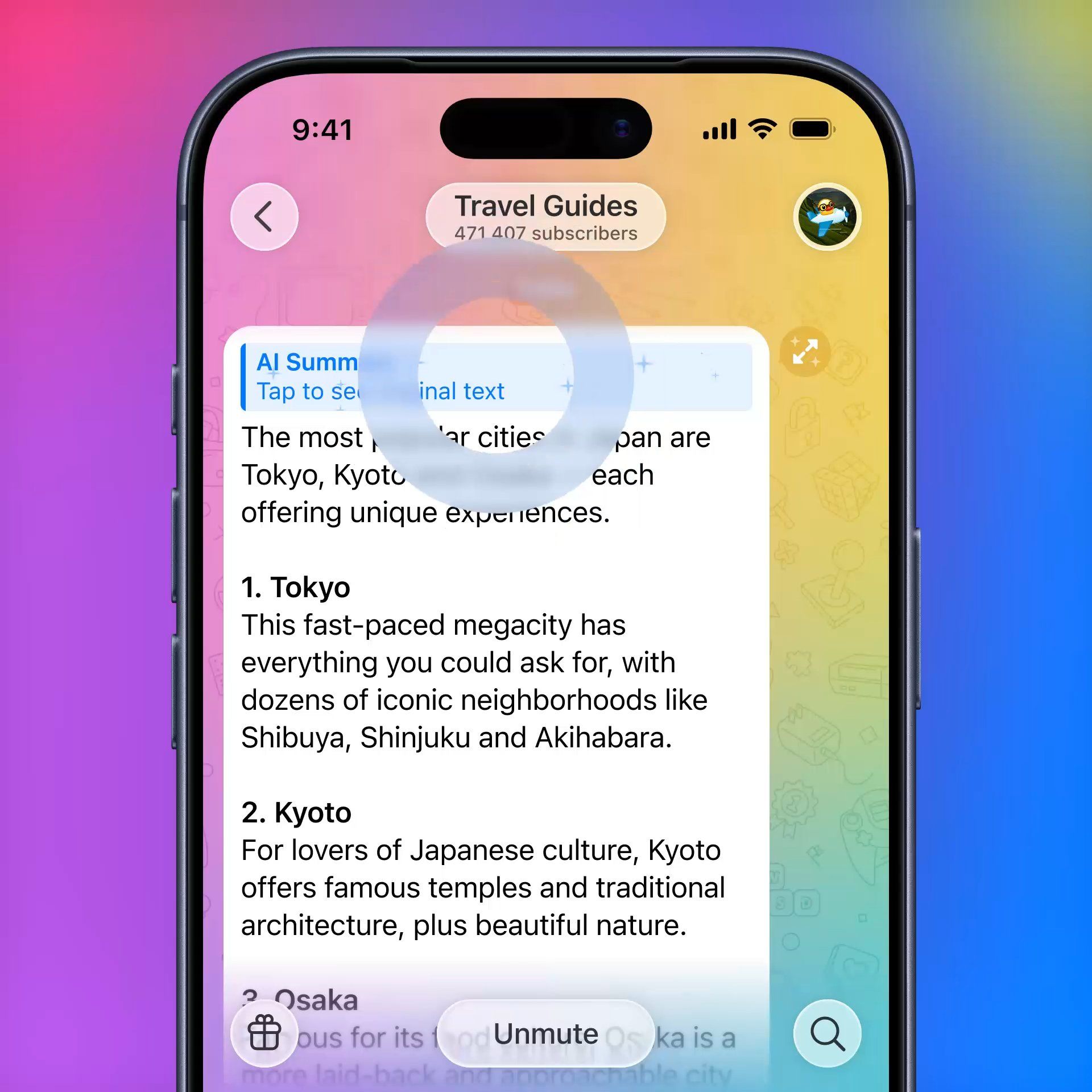 خلاصه های هوش مصنوعی تلگرام