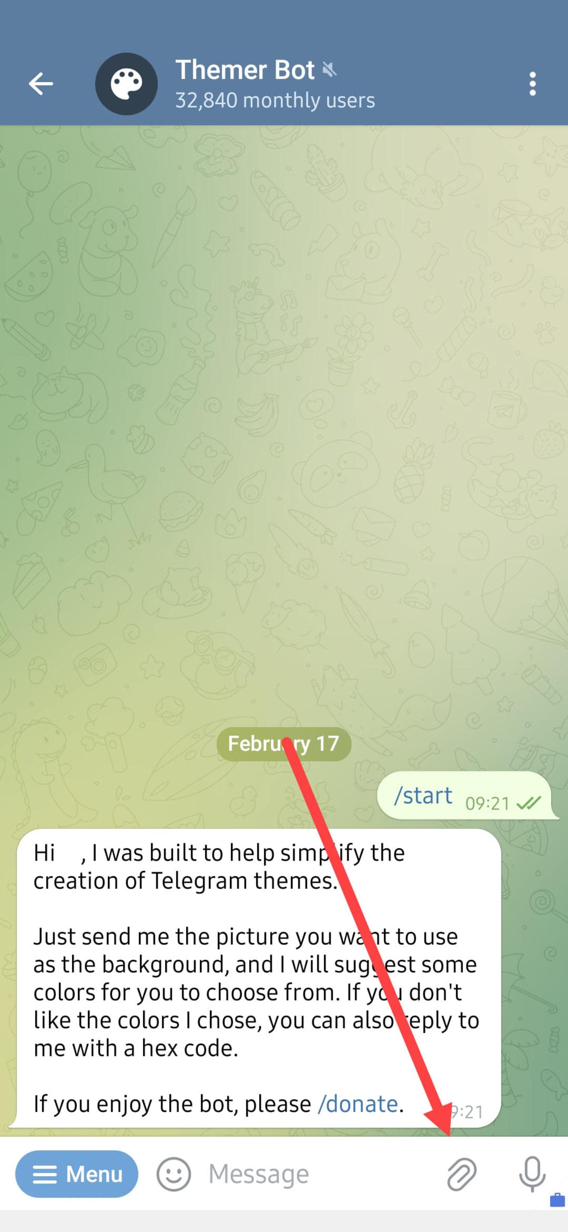 ارسال فایل به ربات تم ساز تلگرام