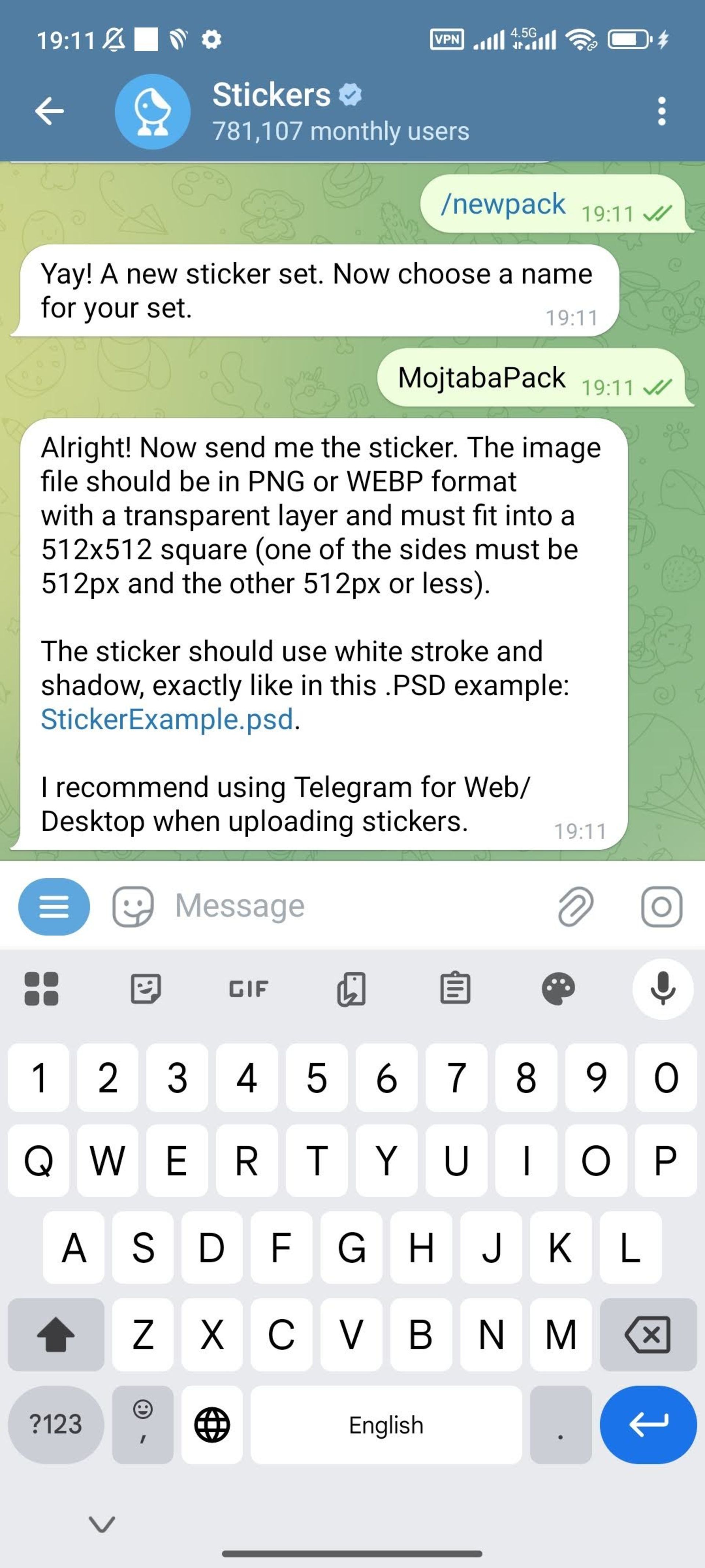 ساخت استیکر تلگرام با ربات Stickers