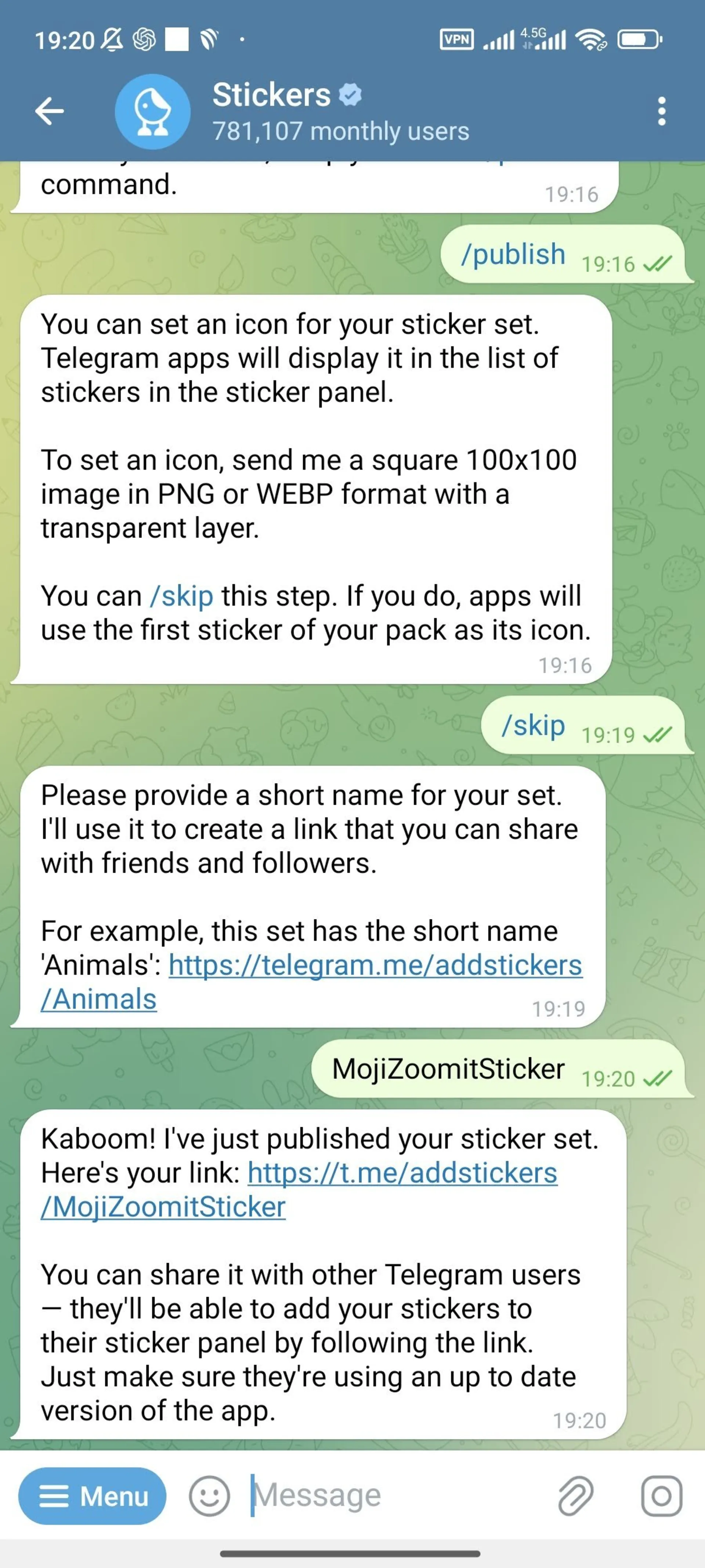ساخت استیکر تلگرام با ربات Stickers