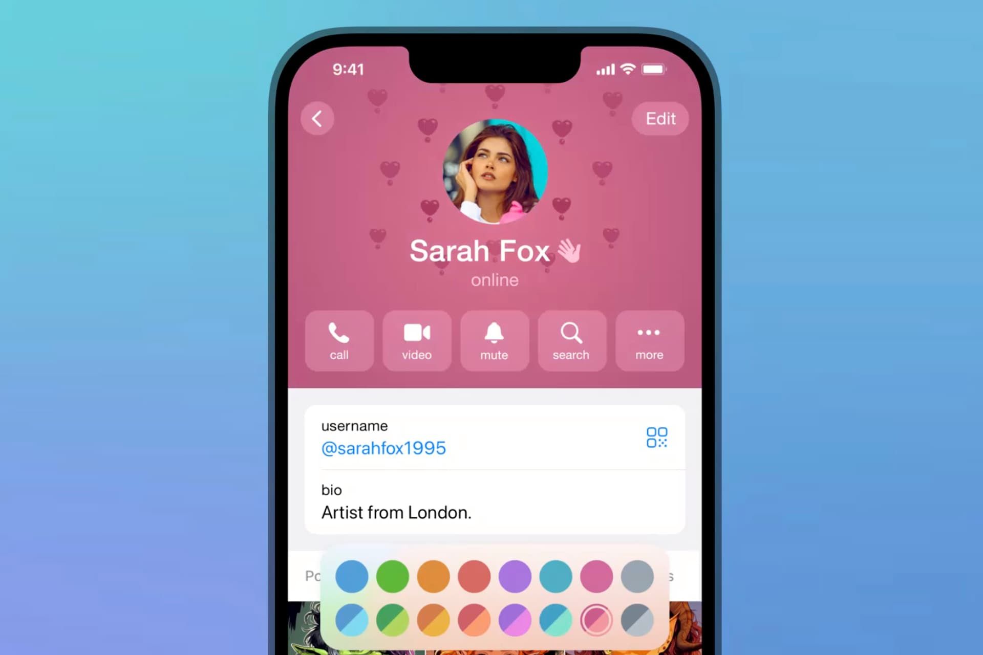 رنگ پروفایل کاربران در تلگرام