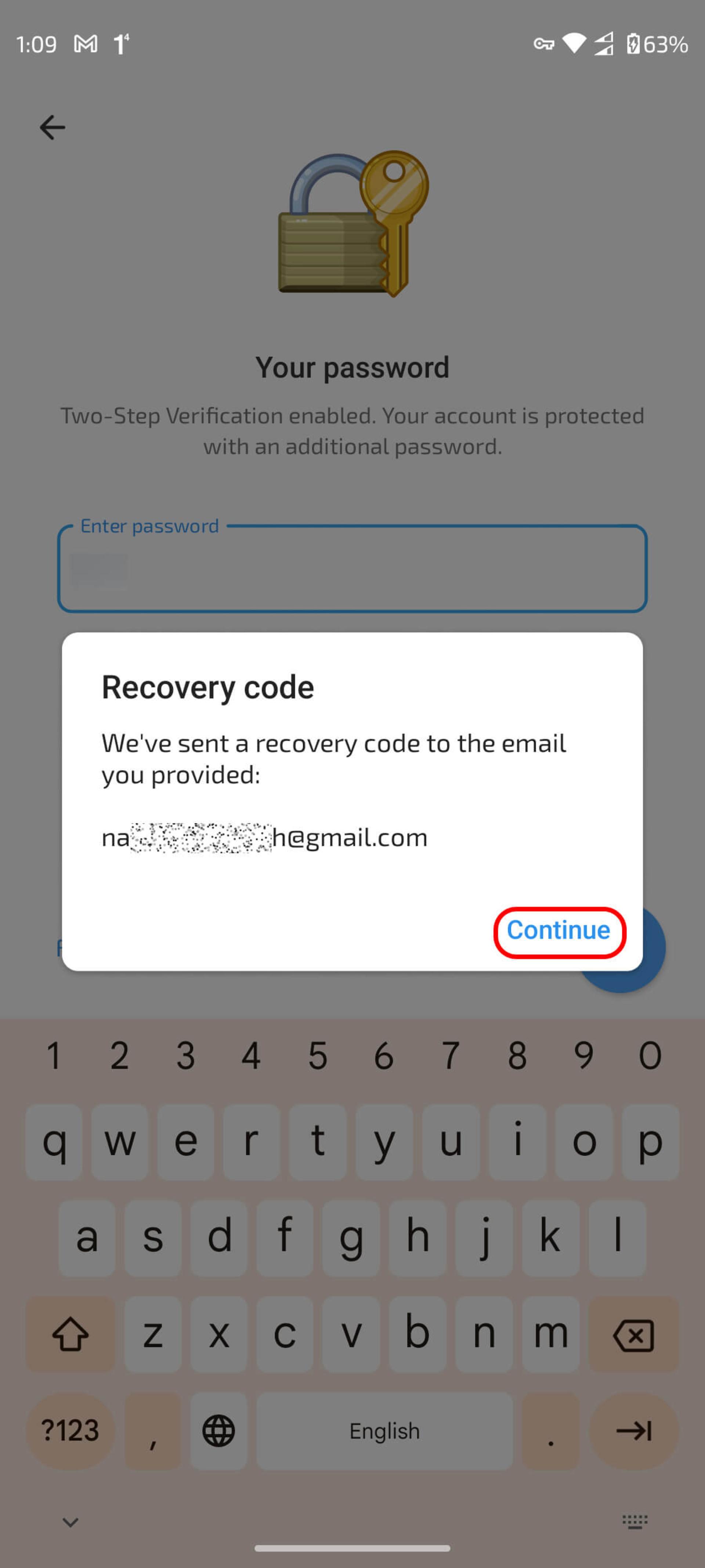 ارسال ایمیل بازیابی برای Two Step Verification در تلگرام