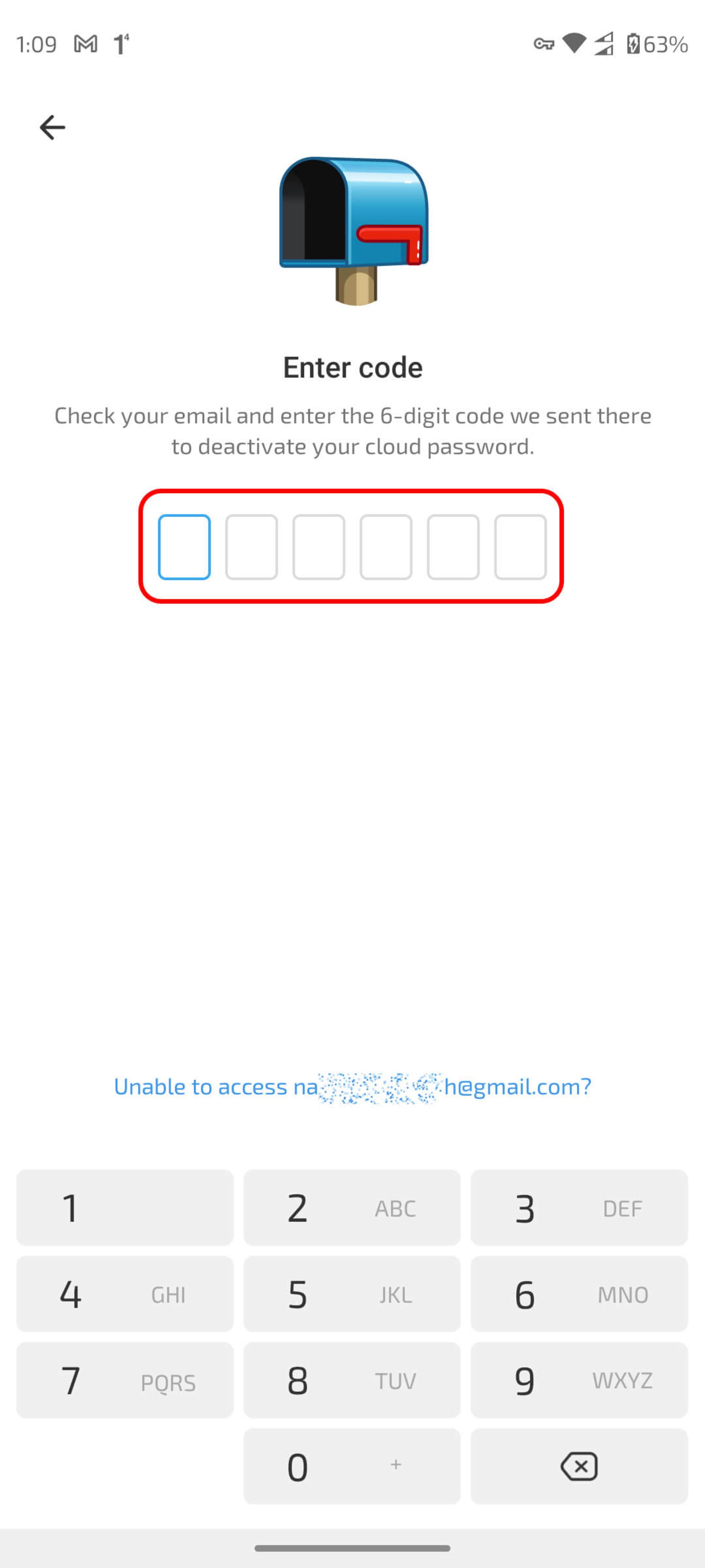 نوشتن رمز بازیابی ایمیل جهت Two Step Verification در تلگرام