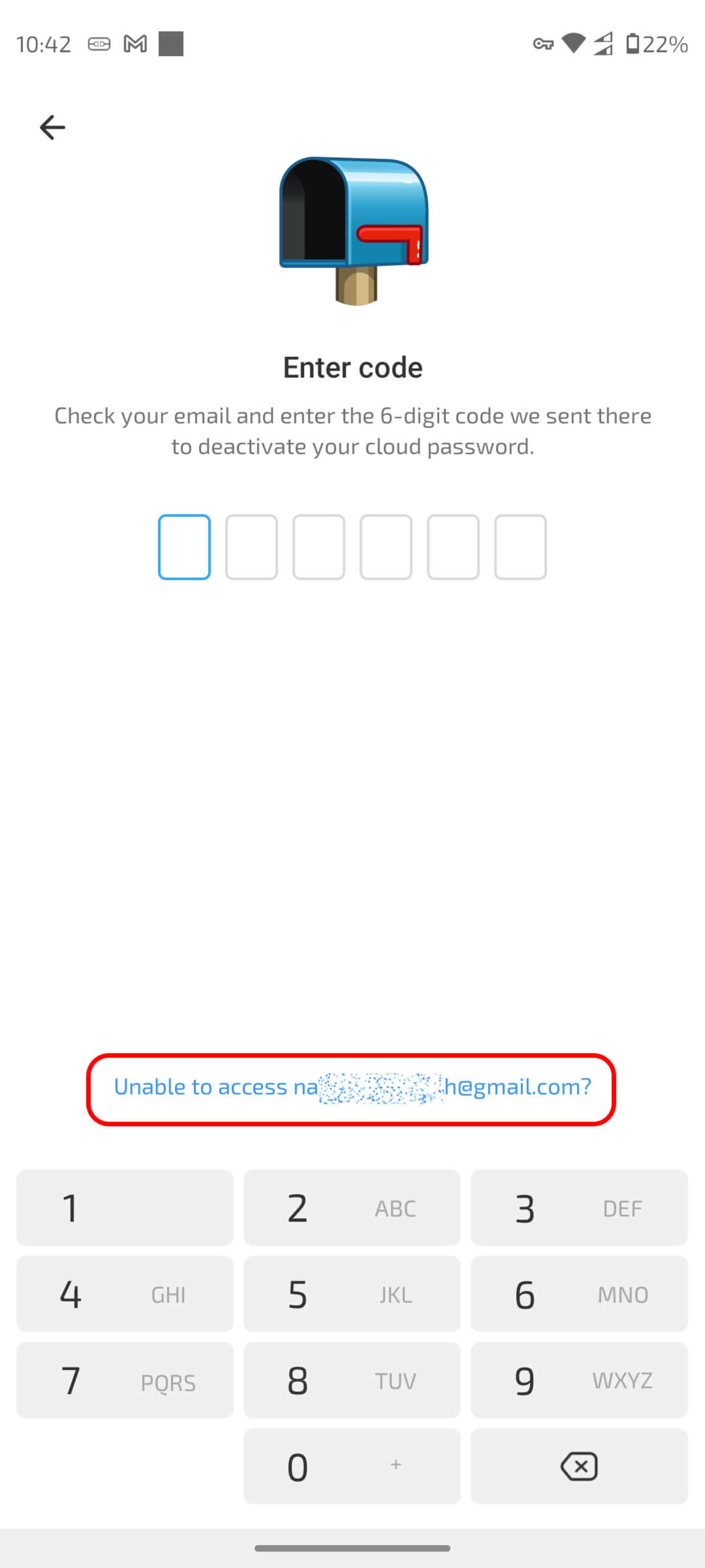 انتخاب گزینه Unable to Access جهت ریست کردن اکانت تلگرام