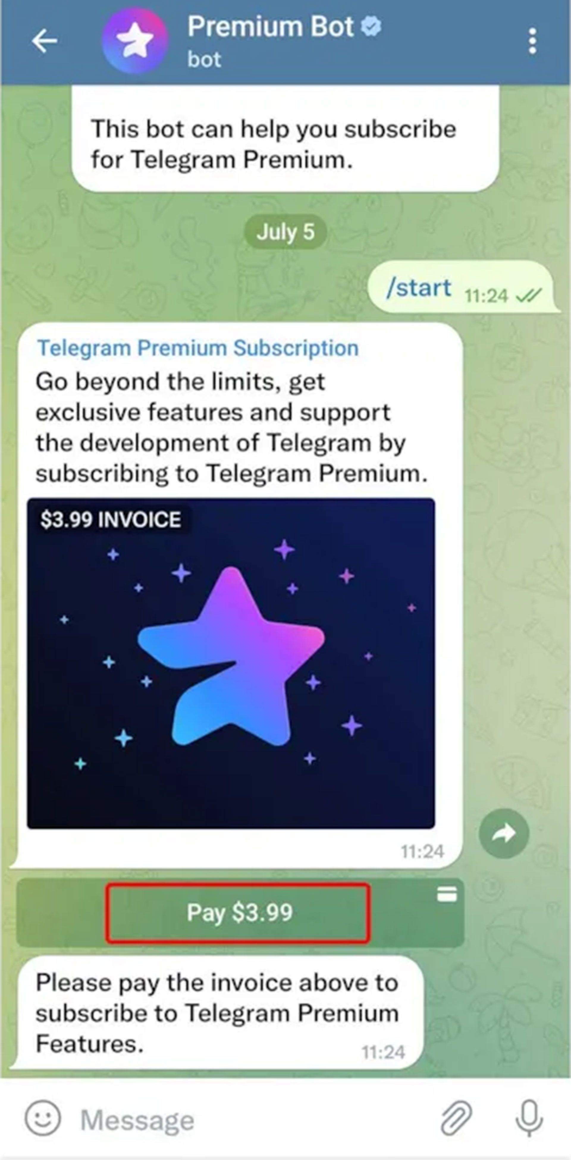 مراحل خرید تلگرام پریمیوم