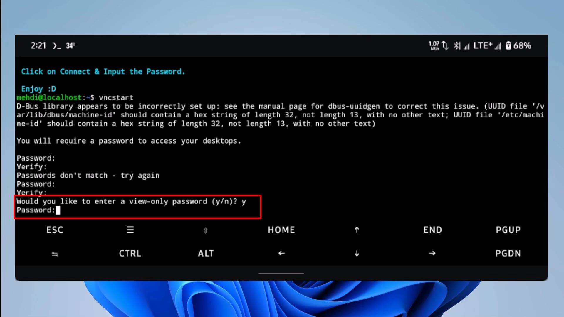 ترموکس - ترمینال اوبونتو - تنظیم یک پسورد view-only برای سرور VNC اوبونتو