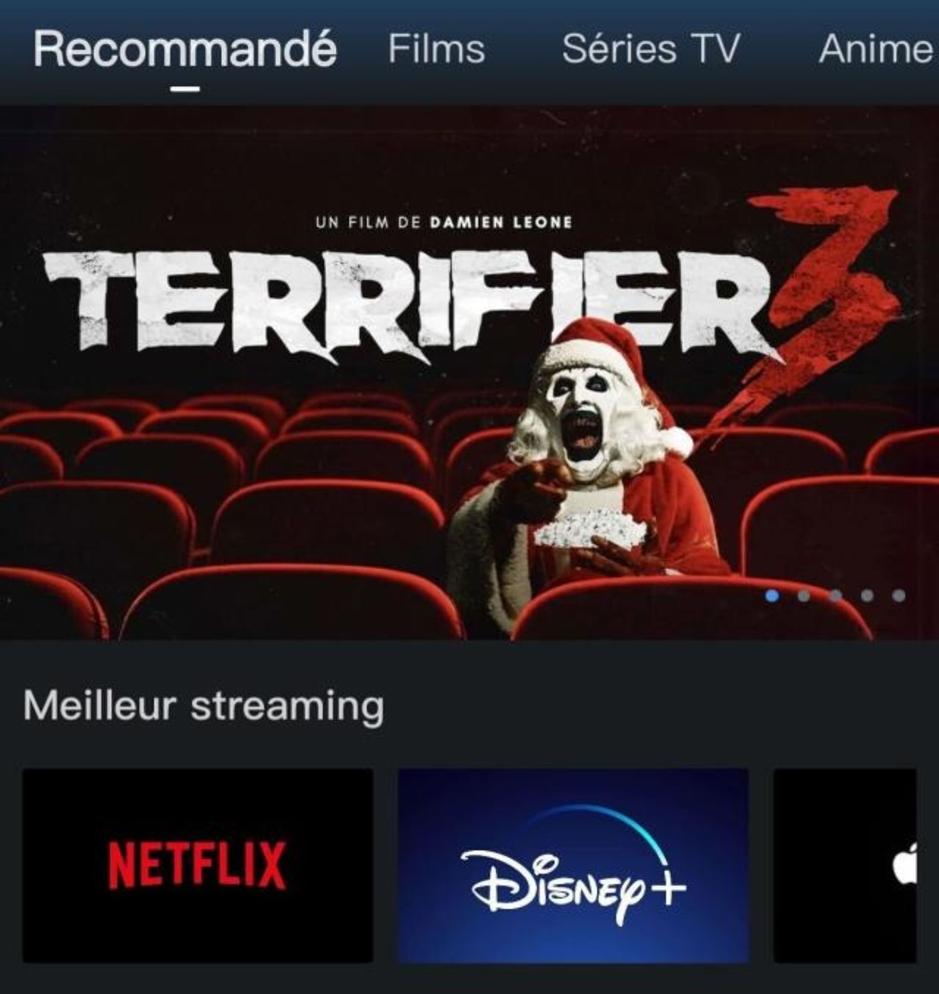 کاور فیلم Terrifier 3 در اپلیکیشن Univer note به زبان فرانسوی