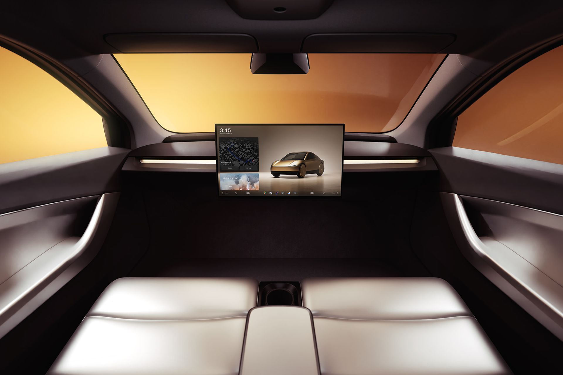 خودرو تسلا سایبرکب Tesla Cybercab نمای داخل و فضای داخلی