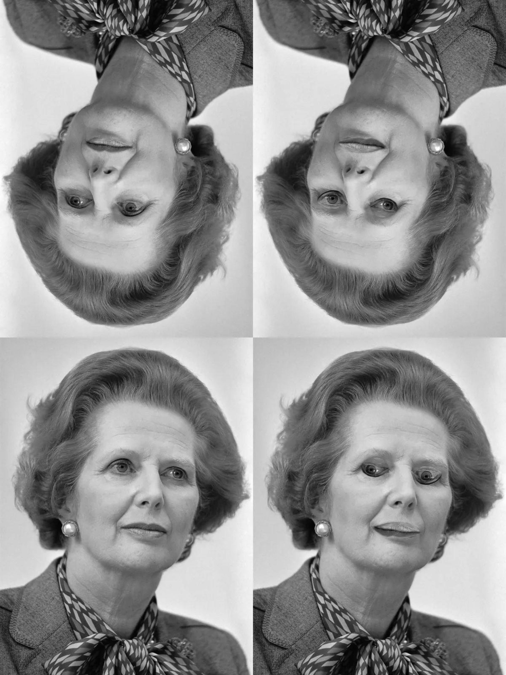 تصویر مارگارت تاچر به شکل وارونه و صحیح