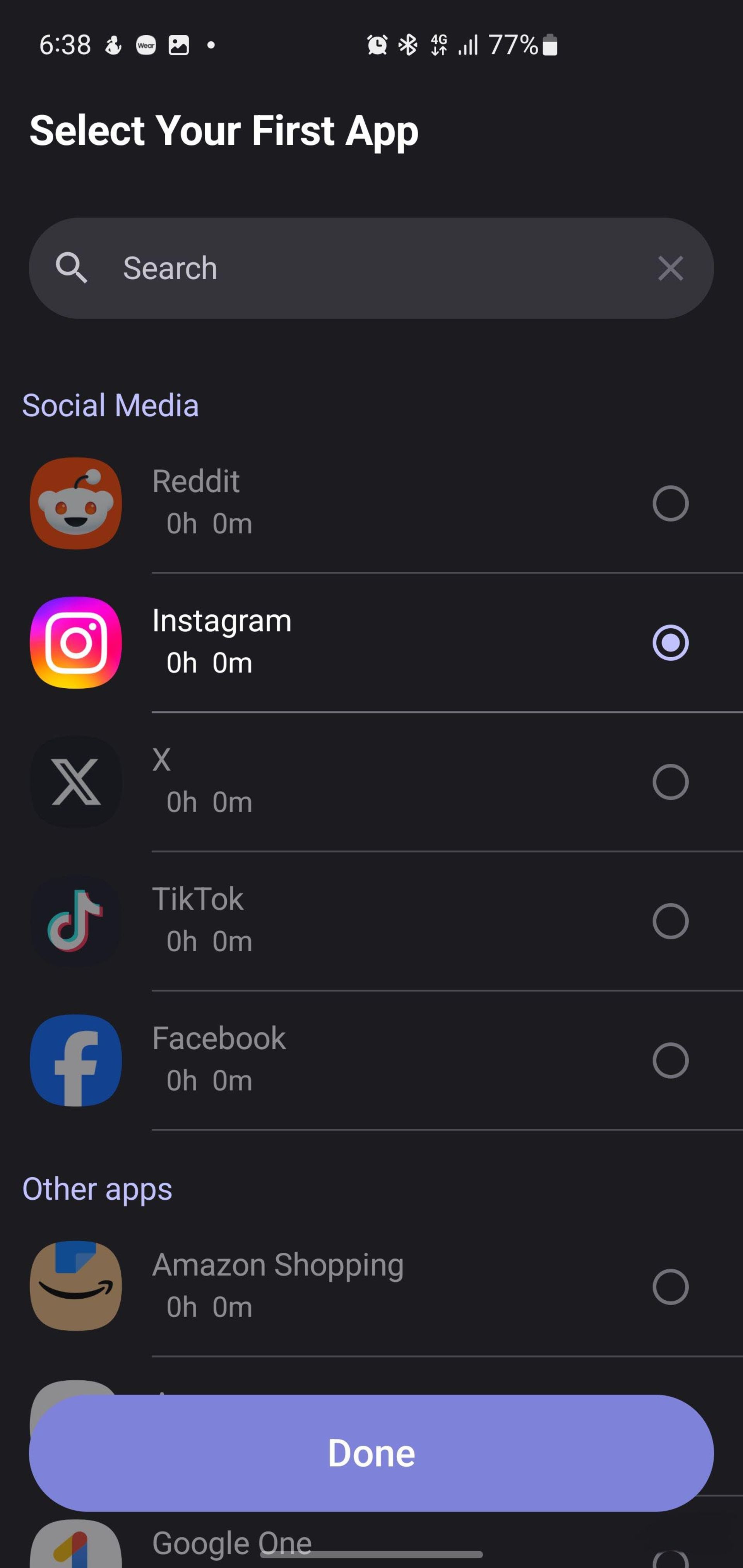صفحه انتخاب اپلیکیشن در وان سک
