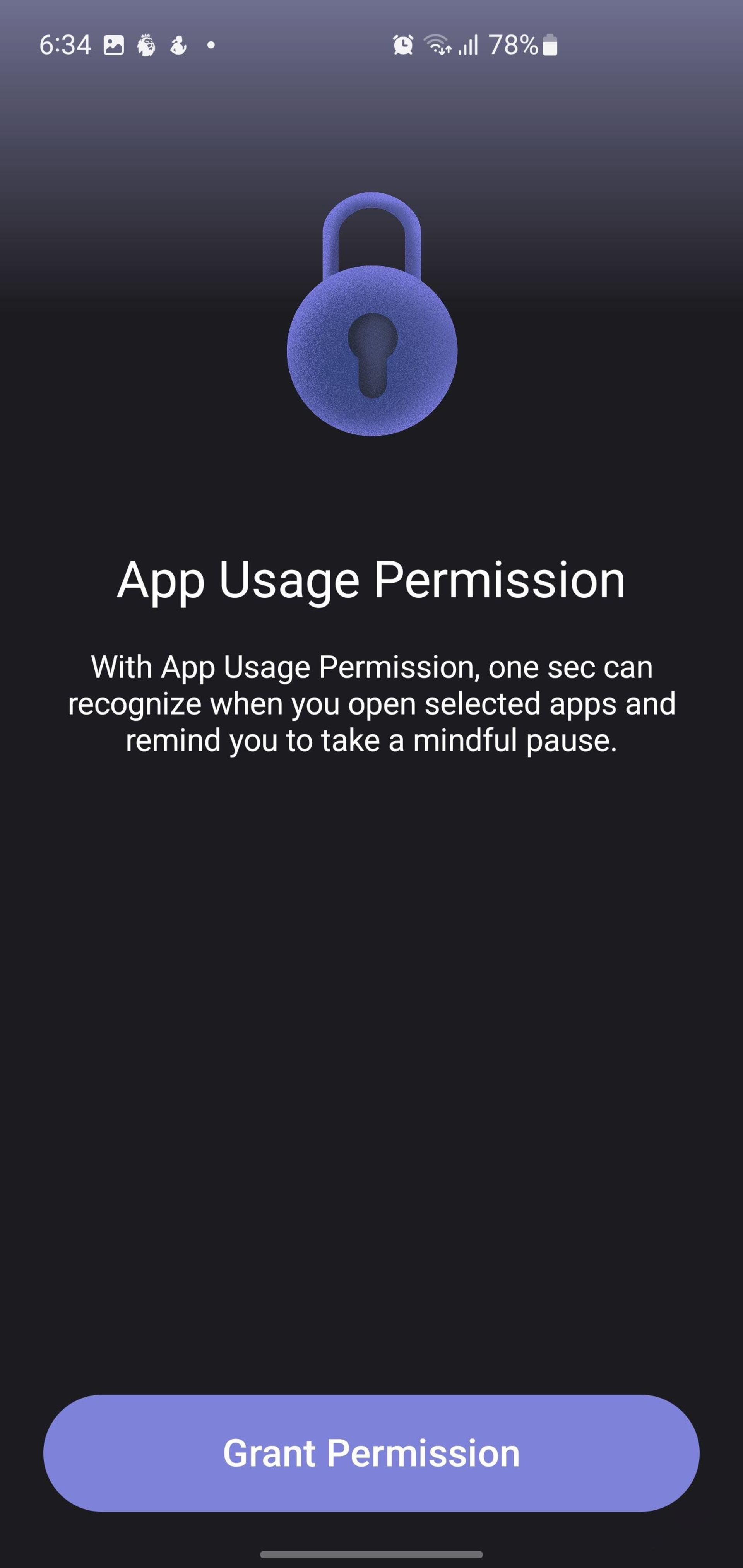 صفحه درخواست اجازه دسترسی به آمار استفاده از برنامه‌ها در وان سک