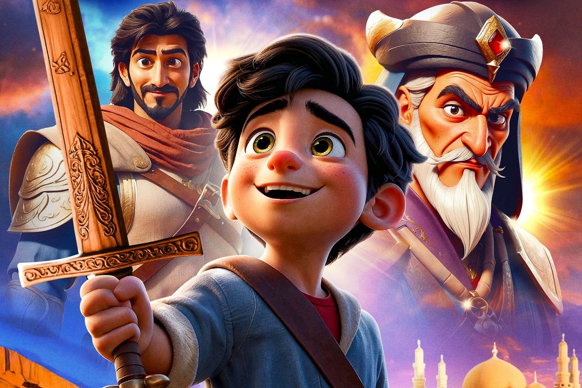 پوستر انیمیشن ایرانی The Boy and the Sword با شخصیت‌های آن