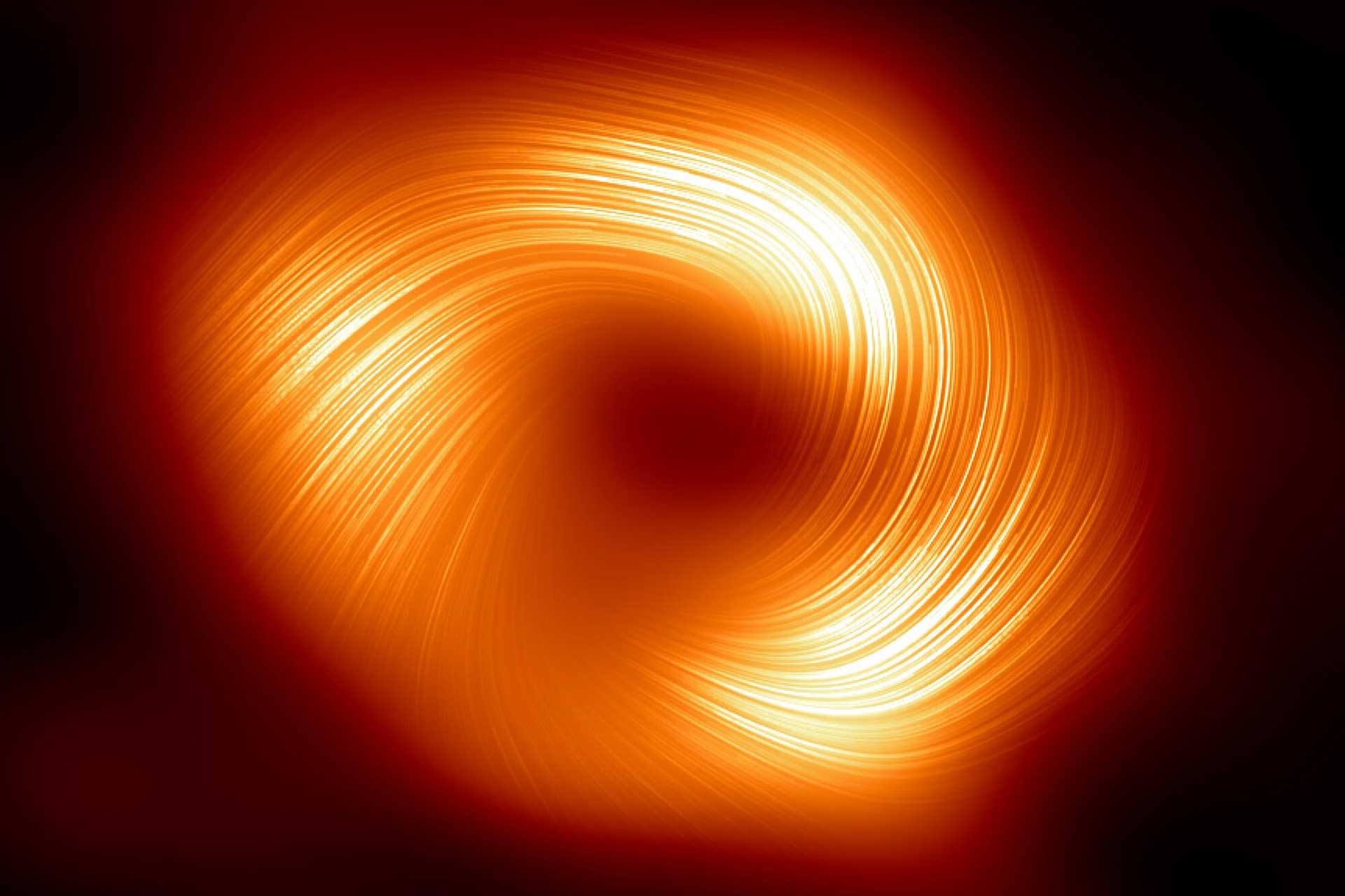 انتشار اولین تصویر خیره‌کننده از میدان‌های مغناطیسی اطراف سیاه‌چاله مرکز راه شیری