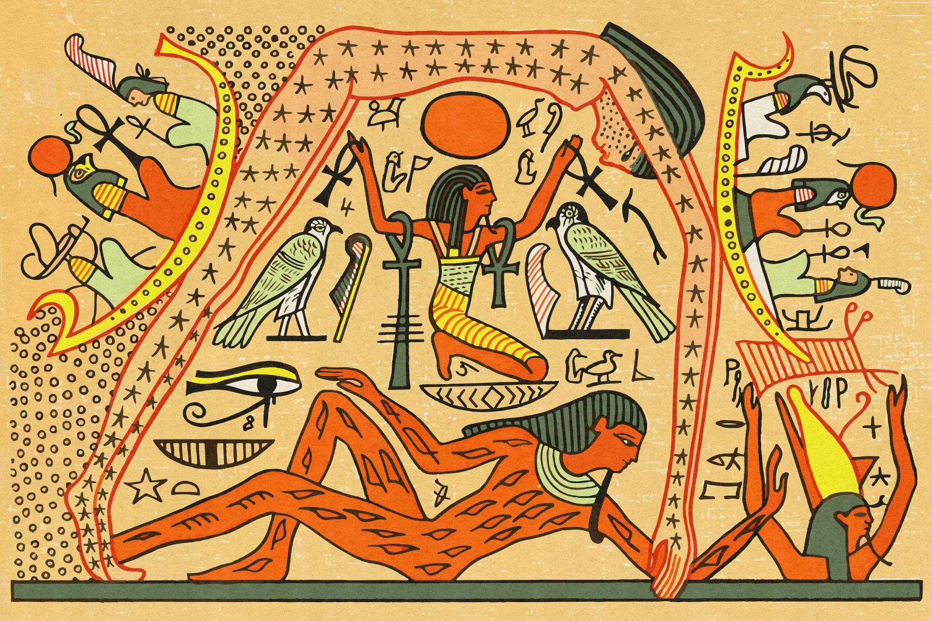 نوت، الهه آسمان در مصر باستان به شکل زنی ستاره ای