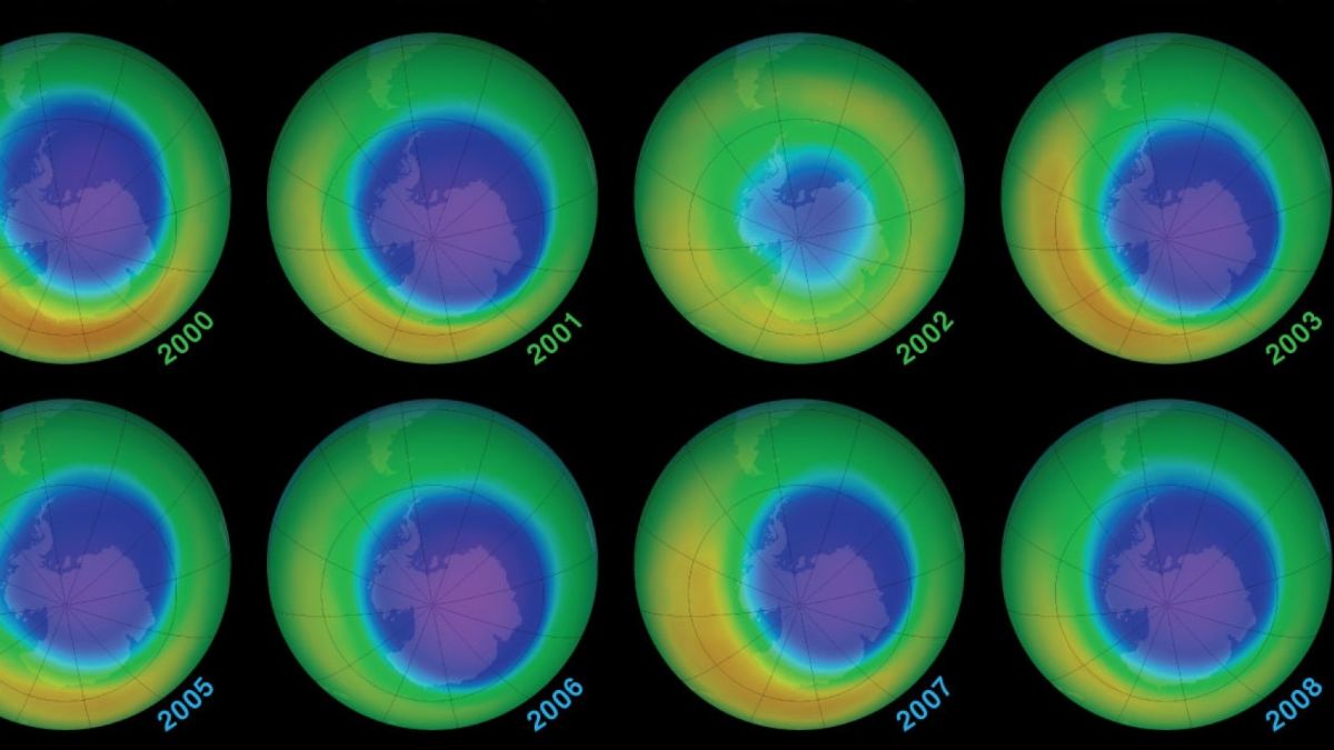سوراخ ازون جنوبگان از سال ۲۰۰۰ تا سال ۲۰۰۸